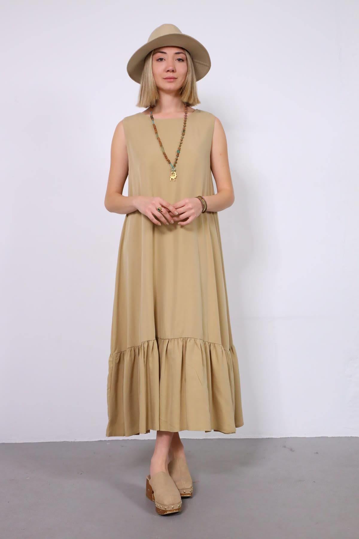 Camel Color Scoop Neck Sleeveless Dress Camel Color Scoop Neck Sleeveless Dress