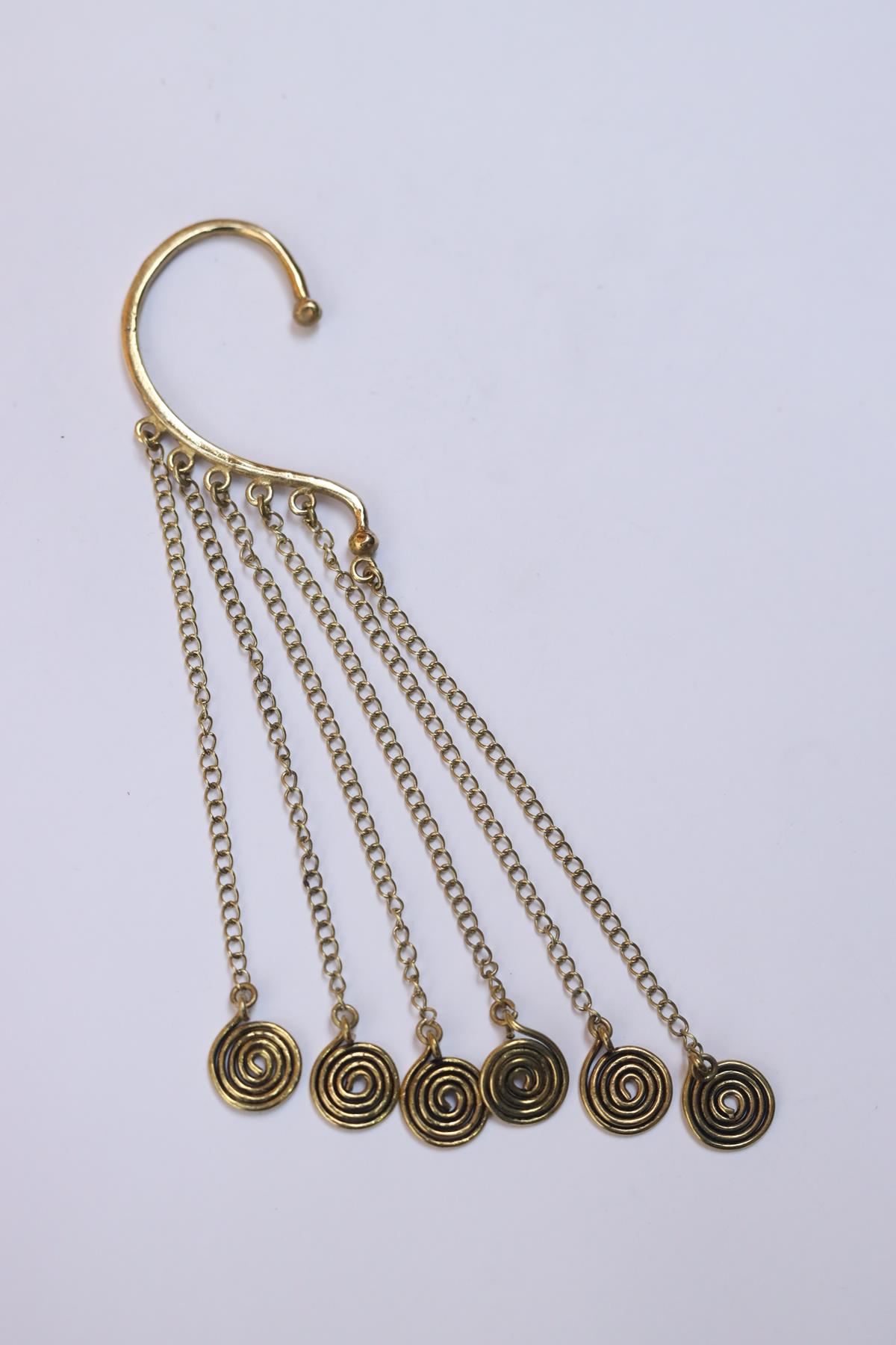 Bronz Büyük Desenli Ear Cuff
