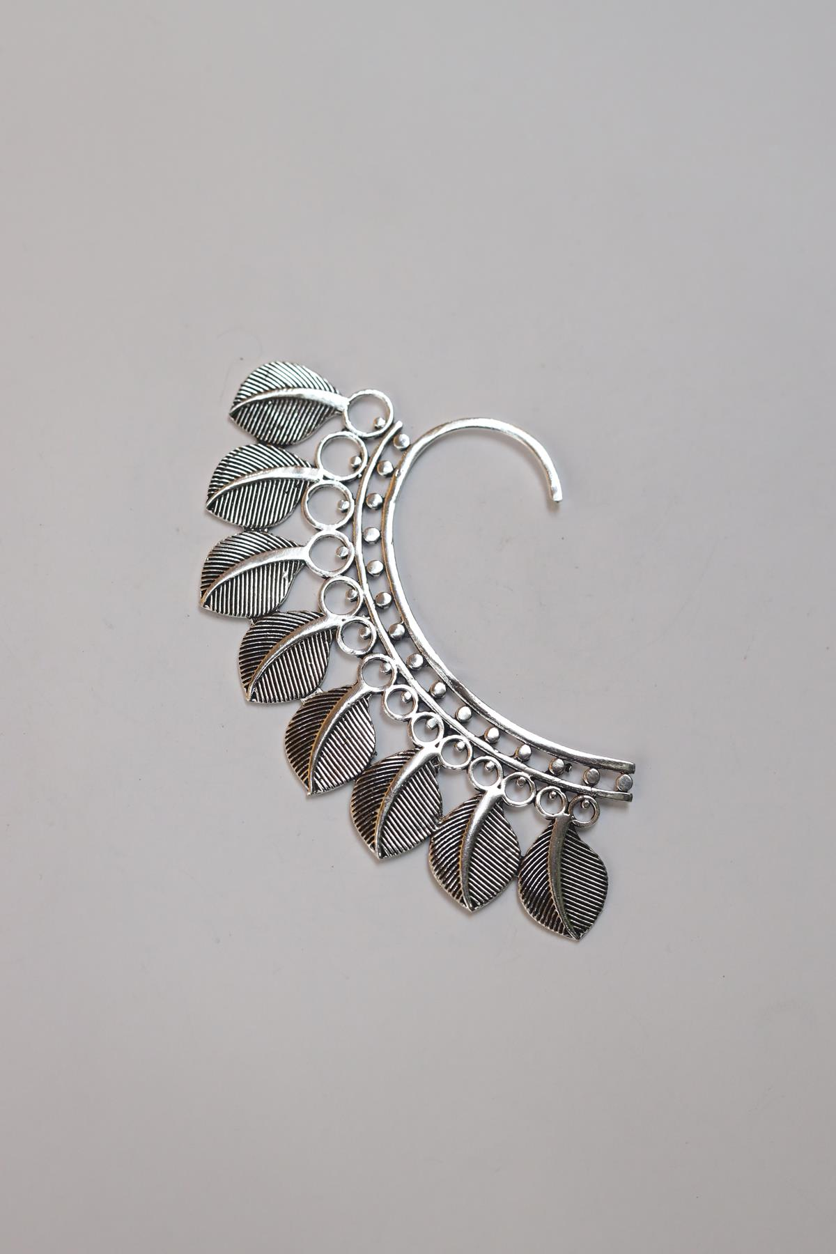 Düşük Ayar Gümüş Büyük Desenli Ear Cuff