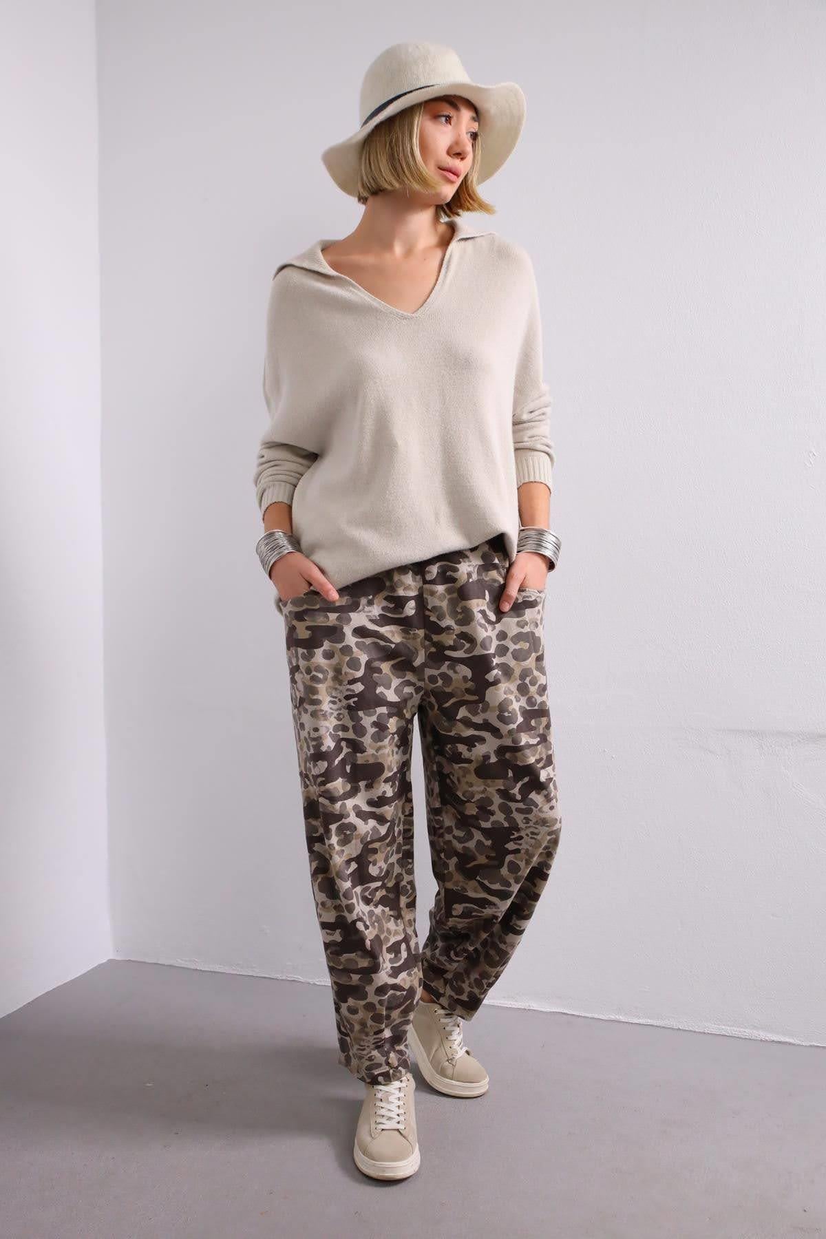 Krem Rengi Polo Yaka Kazak - Şaman Butk Krem Rengi Polo Yaka Kazak