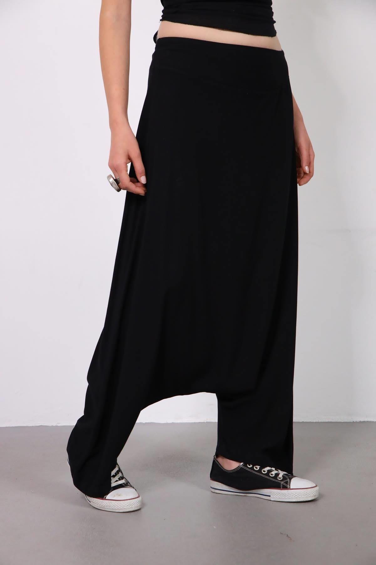 Black Zippered Harem Pants - Saman Butik | Shop Online Black Zippered Harem Pants