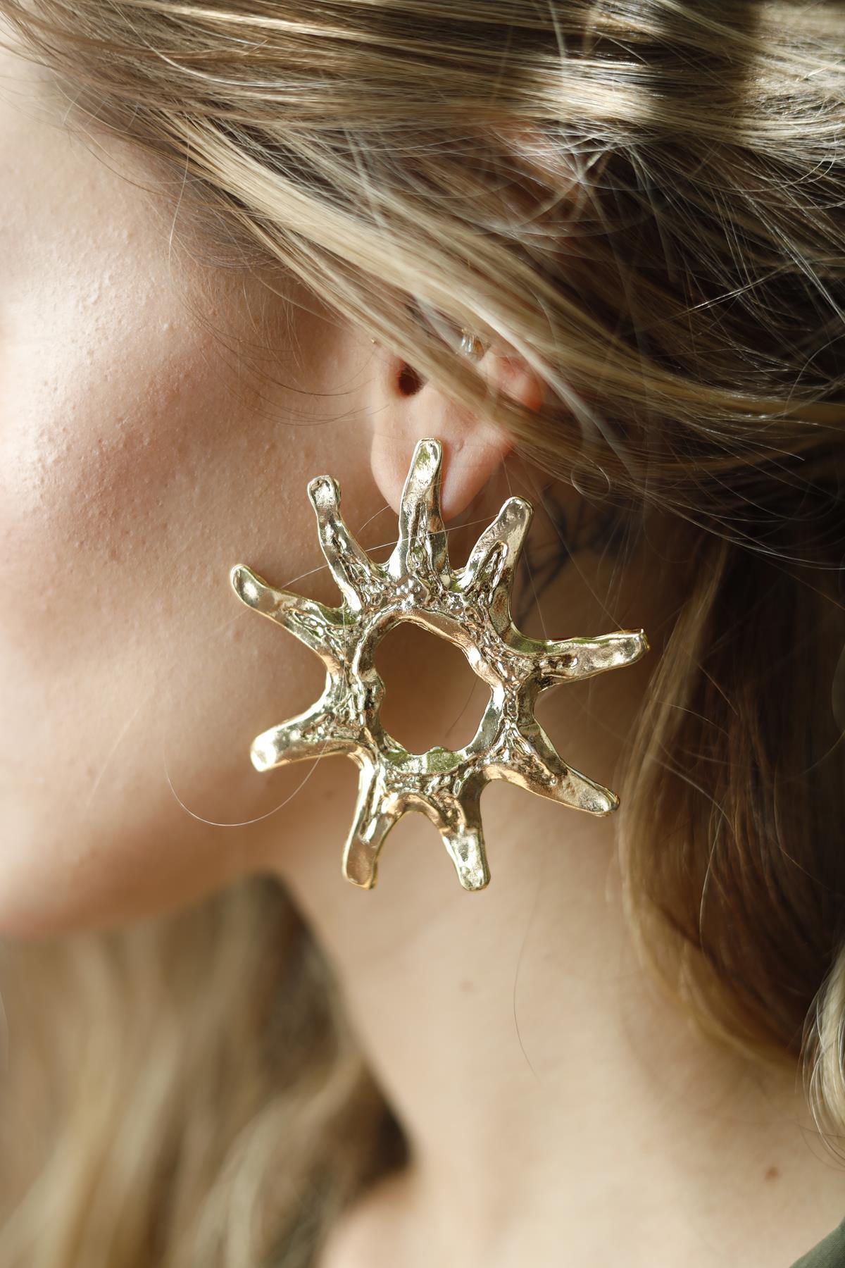 Sun Design Gold Plated Earrings