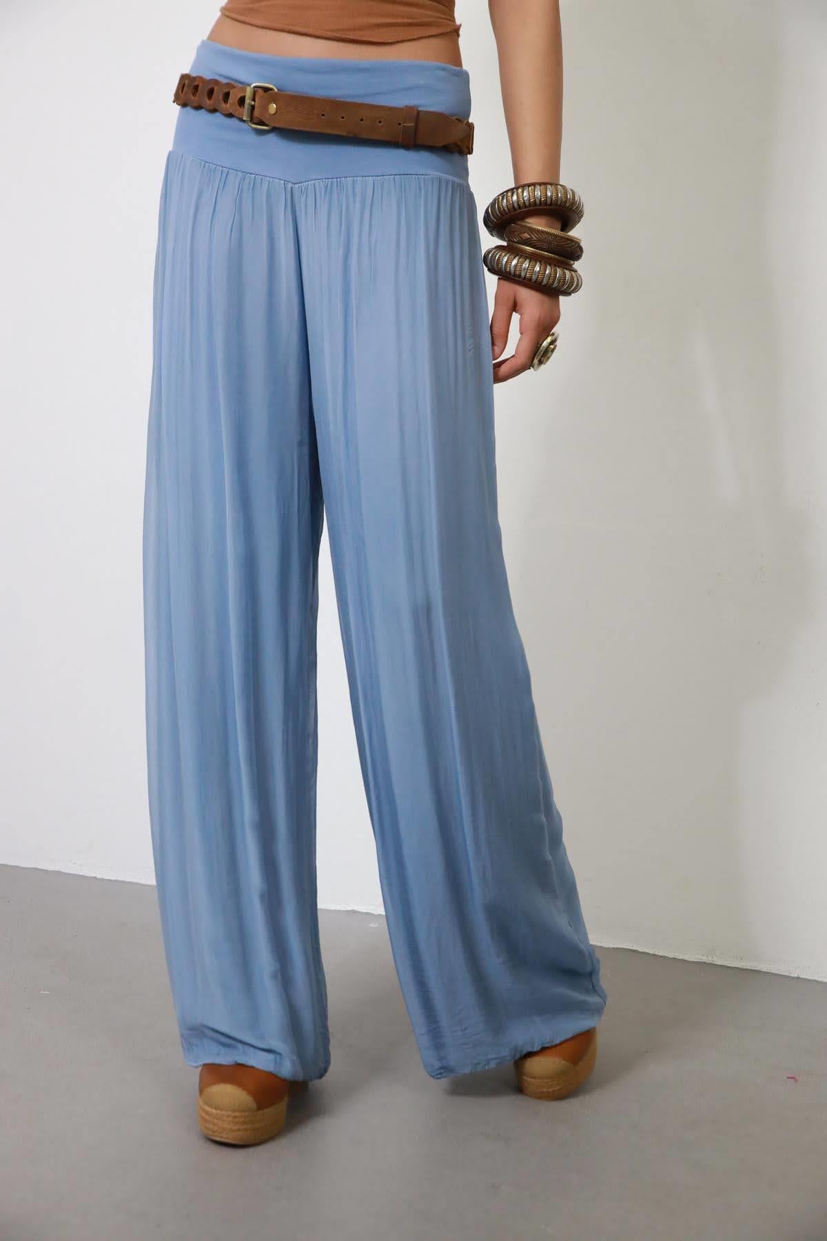 Mavi İpek Pantolon