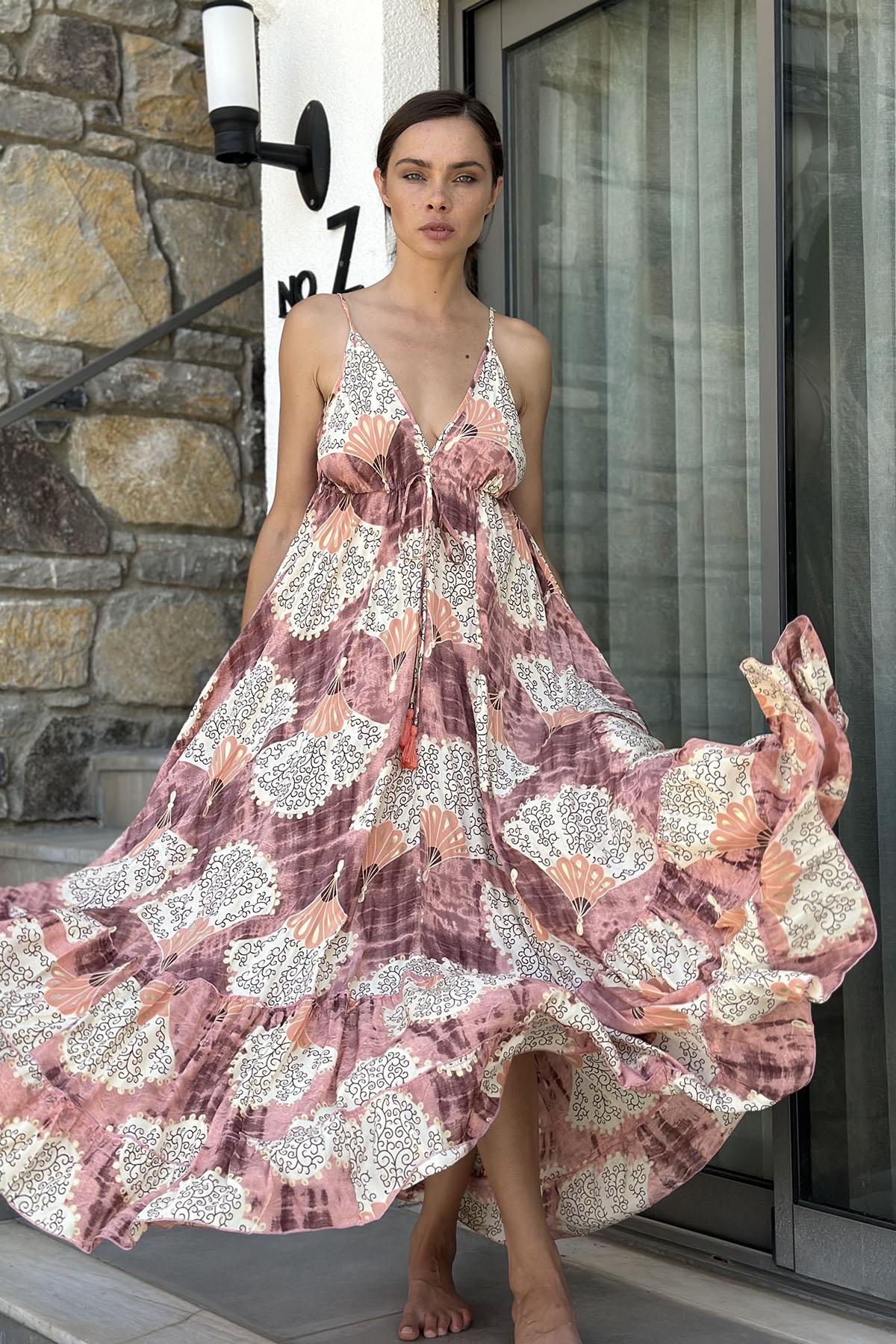 Dusty Rose Patterned Silk Dress