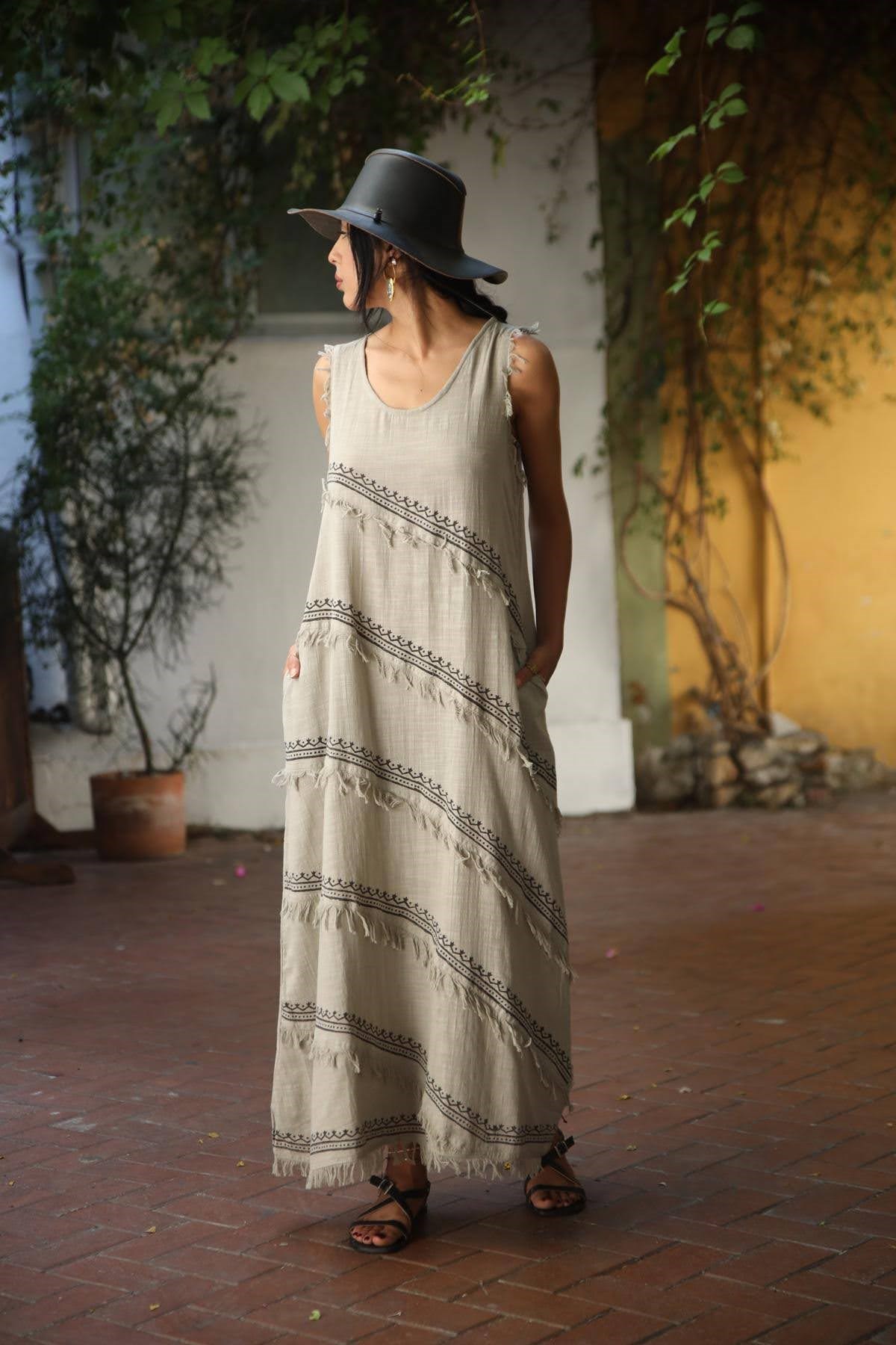 Mink Color Layered Sleeveless Dress