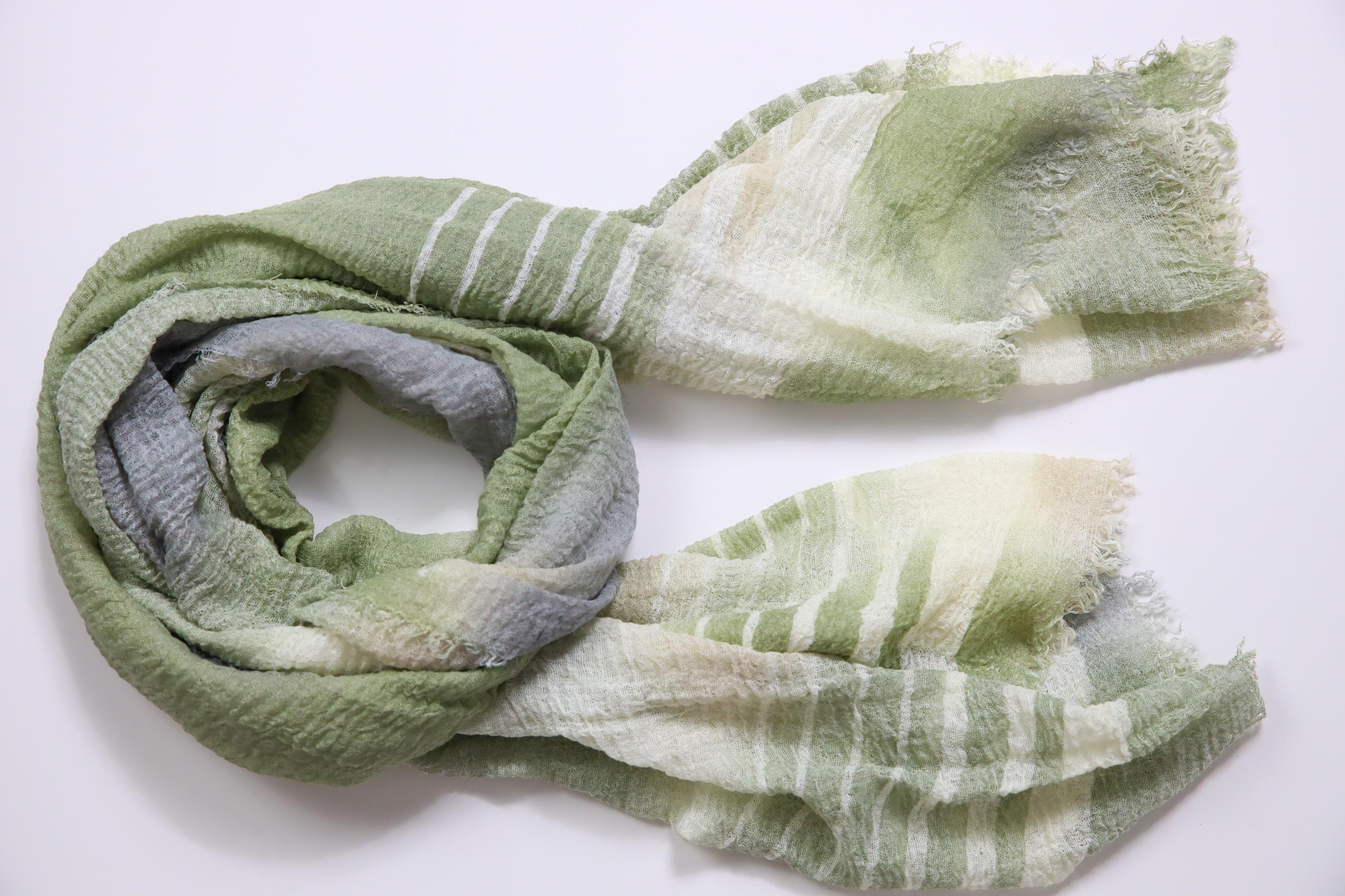 Yeşil Çizgi Detaylı Renkli Şal - Şaman Butik Yeşil Çizgi Detaylı Renkli Şal