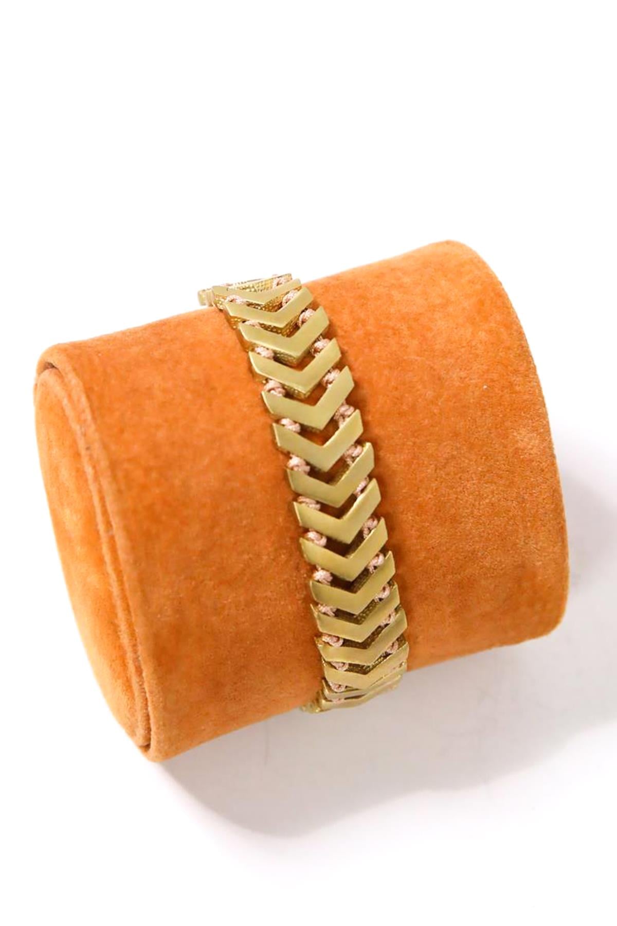 Alloy Madeni Krem İpli El Yapımı Bileklik - Şaman Butik Alloy Madeni Krem İpli El Yapımı Bileklik