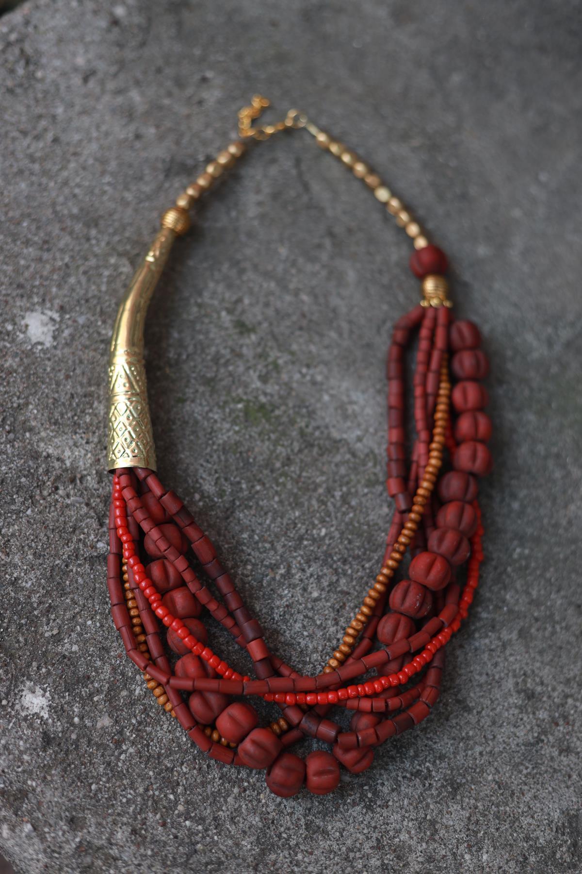 Bordo Çoklu Tasarım Kolye