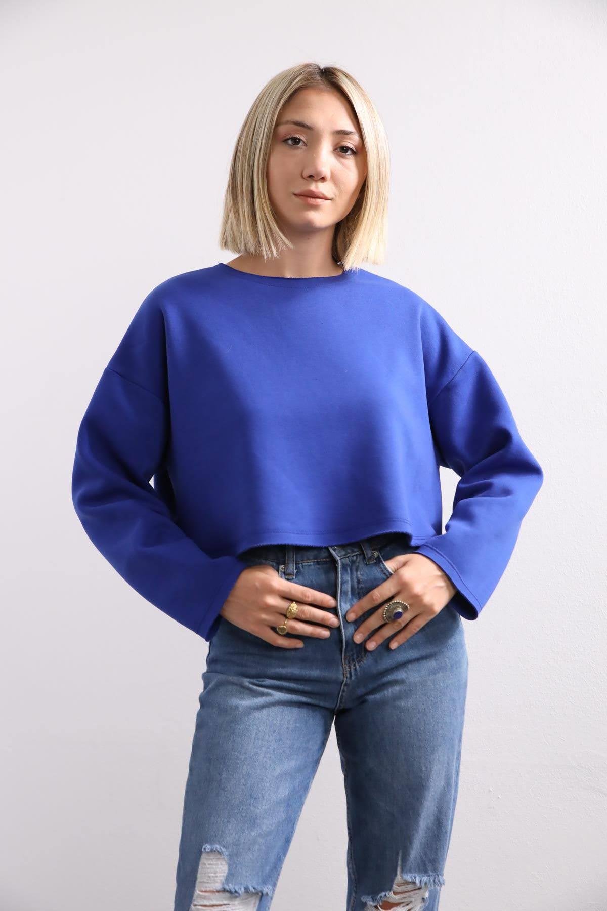  Saks Mavisi Salaş Crop Sweat