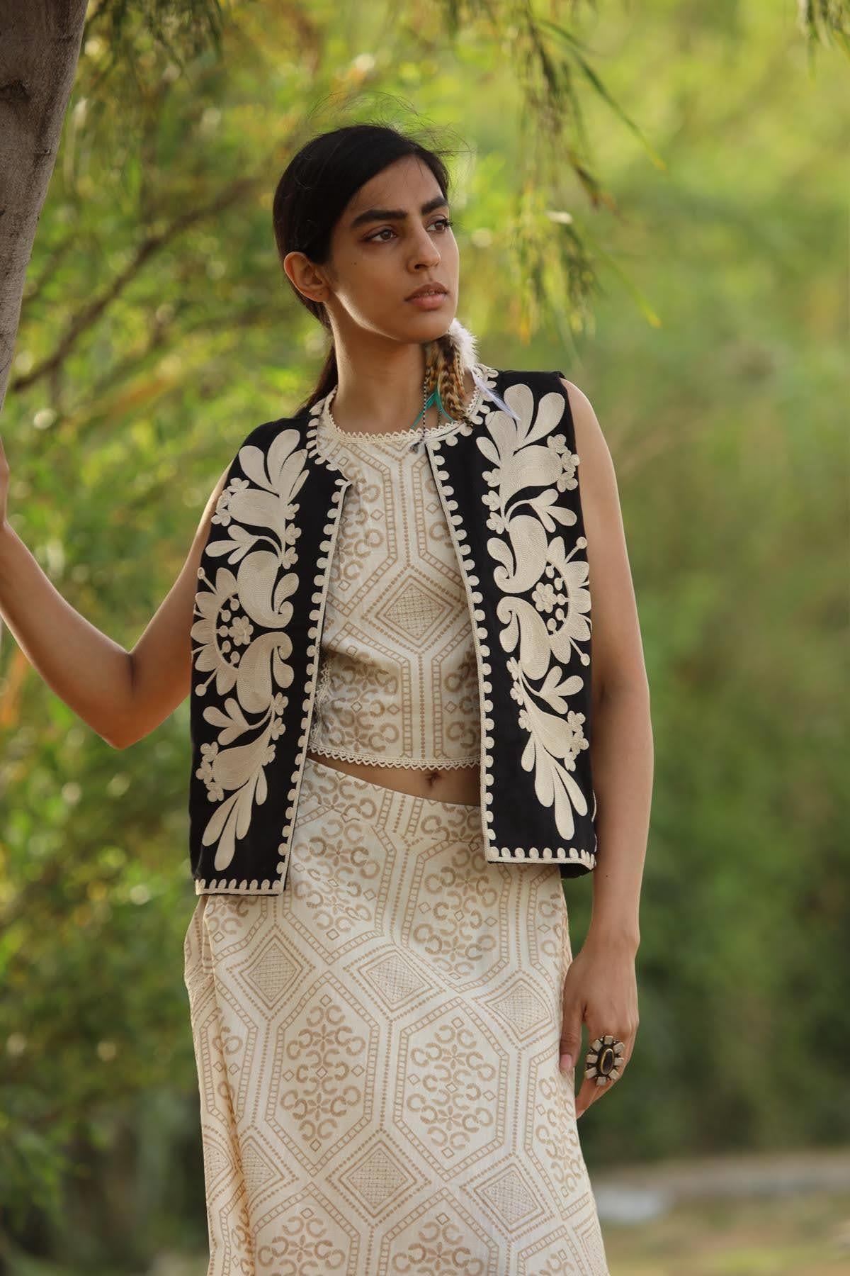 Black Embroidered Vest