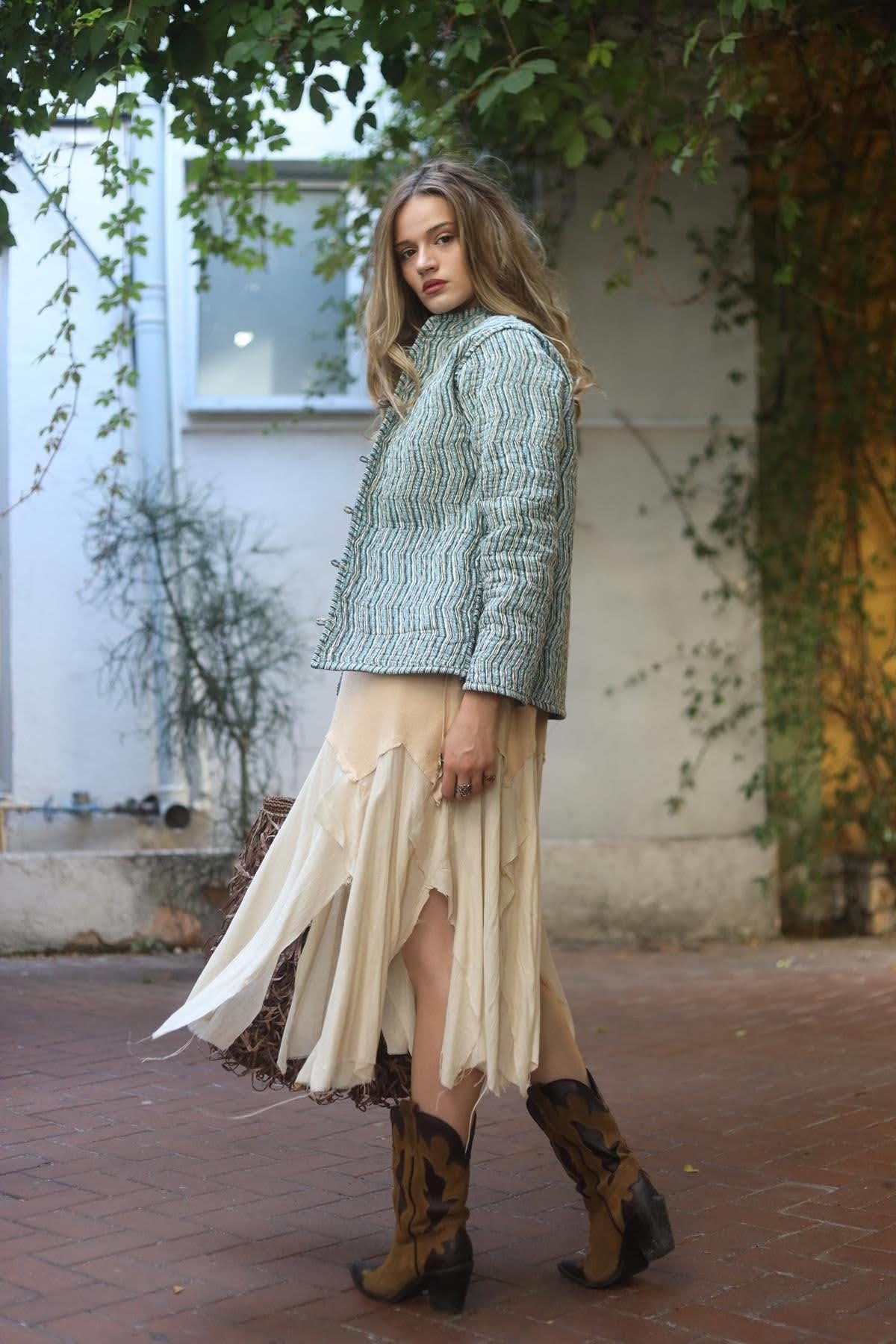 Renkli Çift Taraflı Kapitone Ceket