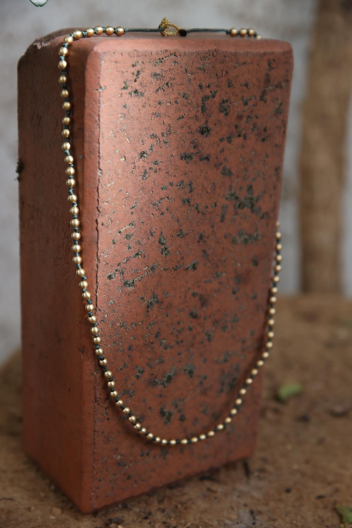 Bronz Boncuk Detaylı El Yapımı Tasarım Kolye