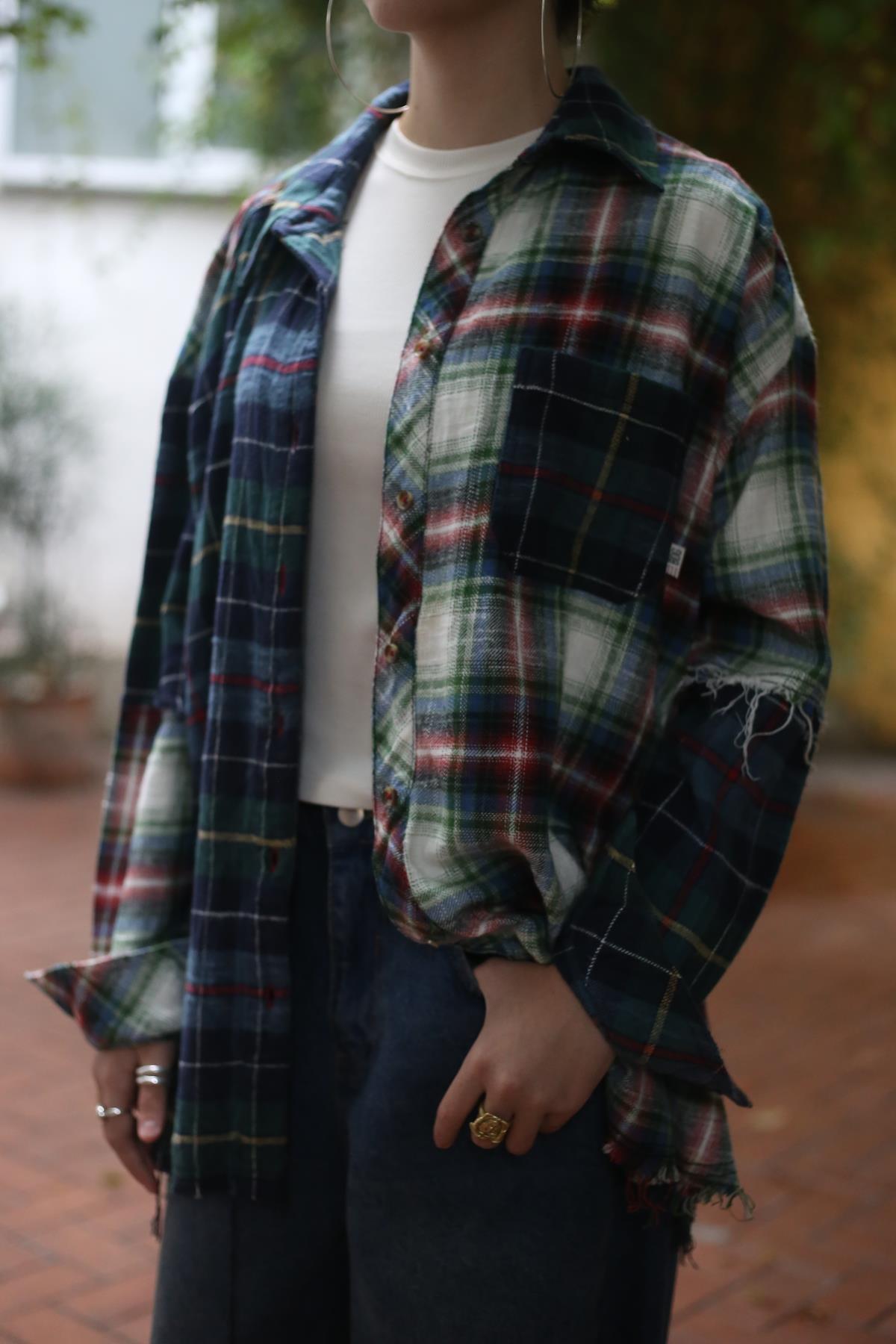 Petrol Yeşili Ekose Cepli Oduncu Gömlek