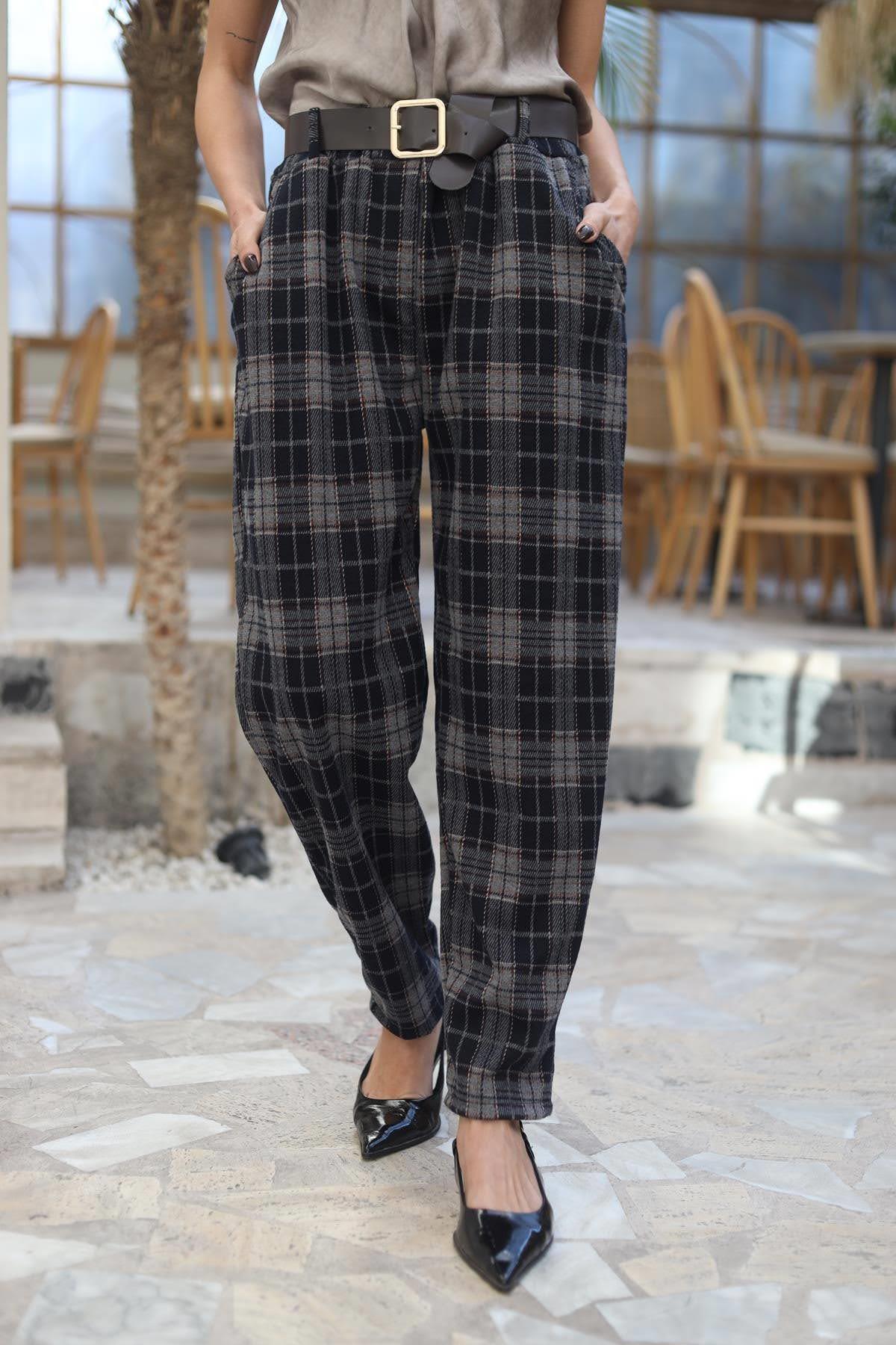 Lacivert Ekose Oduncu Pantolon