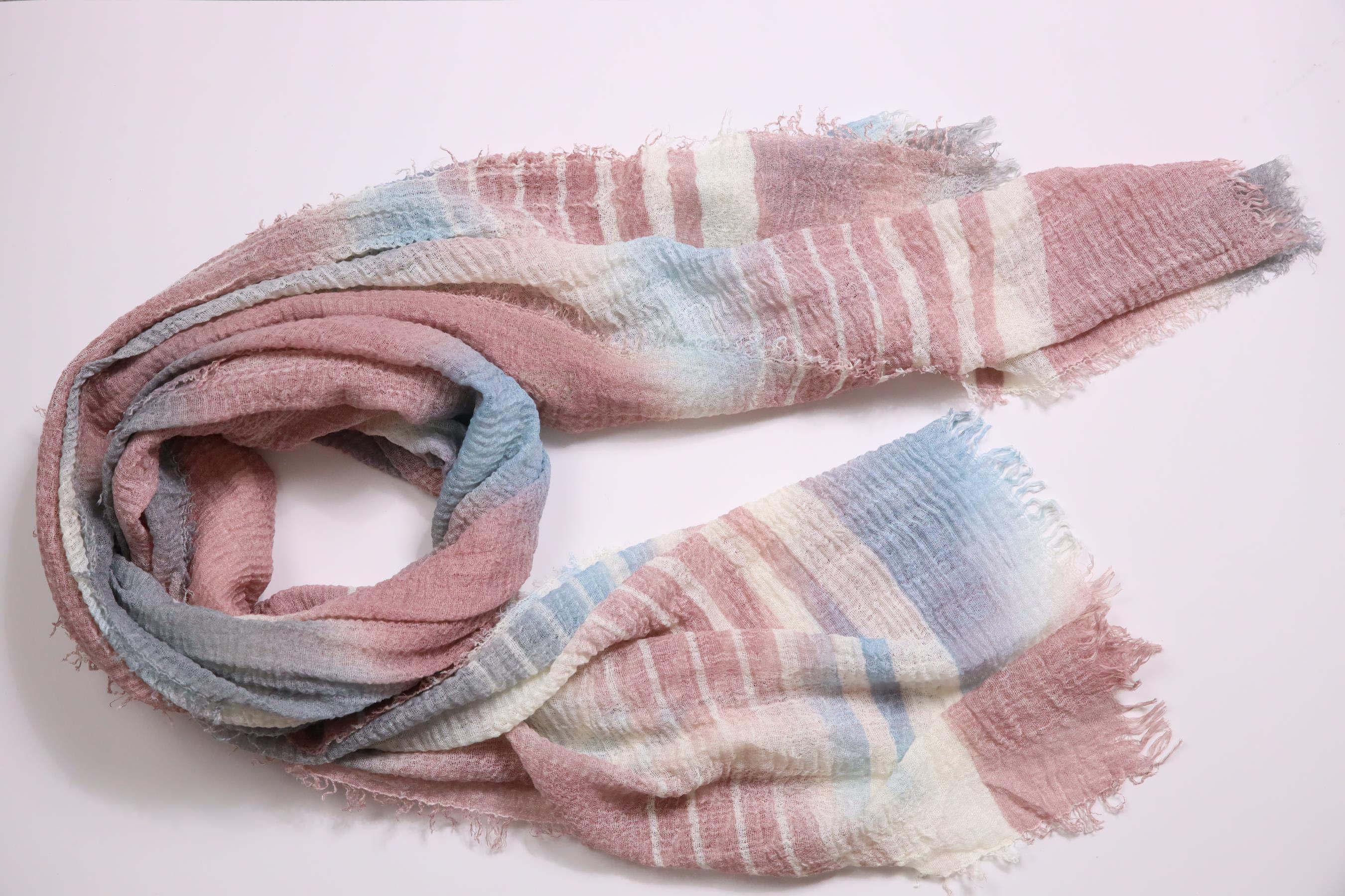  Gül Kurusu Çizgi Detaylı Renkli Şal