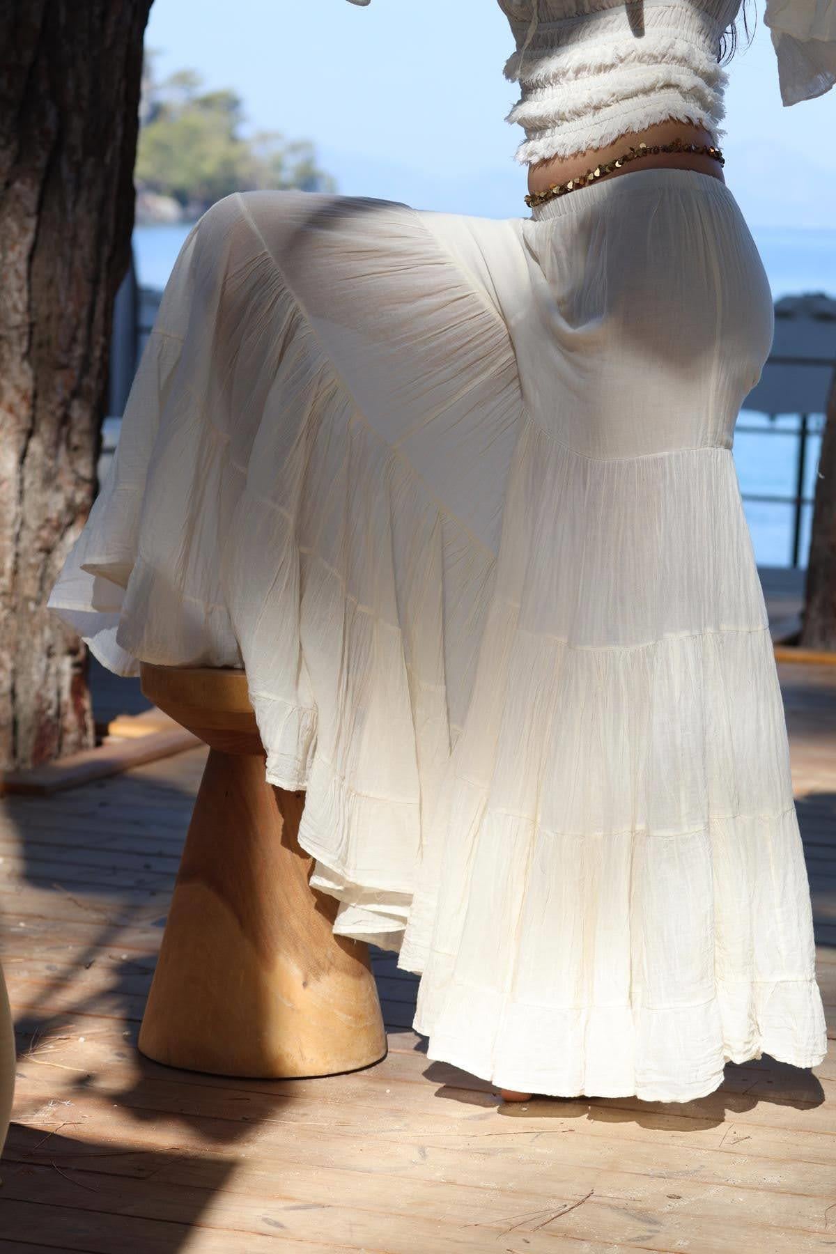 Ekru Dikiş Detaylı Yarasa Pantolon - Şaman Butik Ekru Dikiş Detaylı Yarasa Pantolon