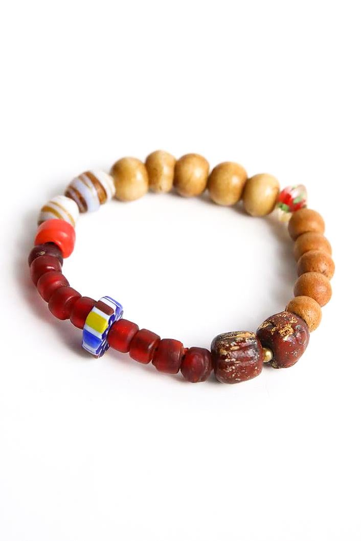 Cam ve Ahşap Detaylı Bileklik - Şaman Butik Cam ve Ahşap Detaylı Bileklik