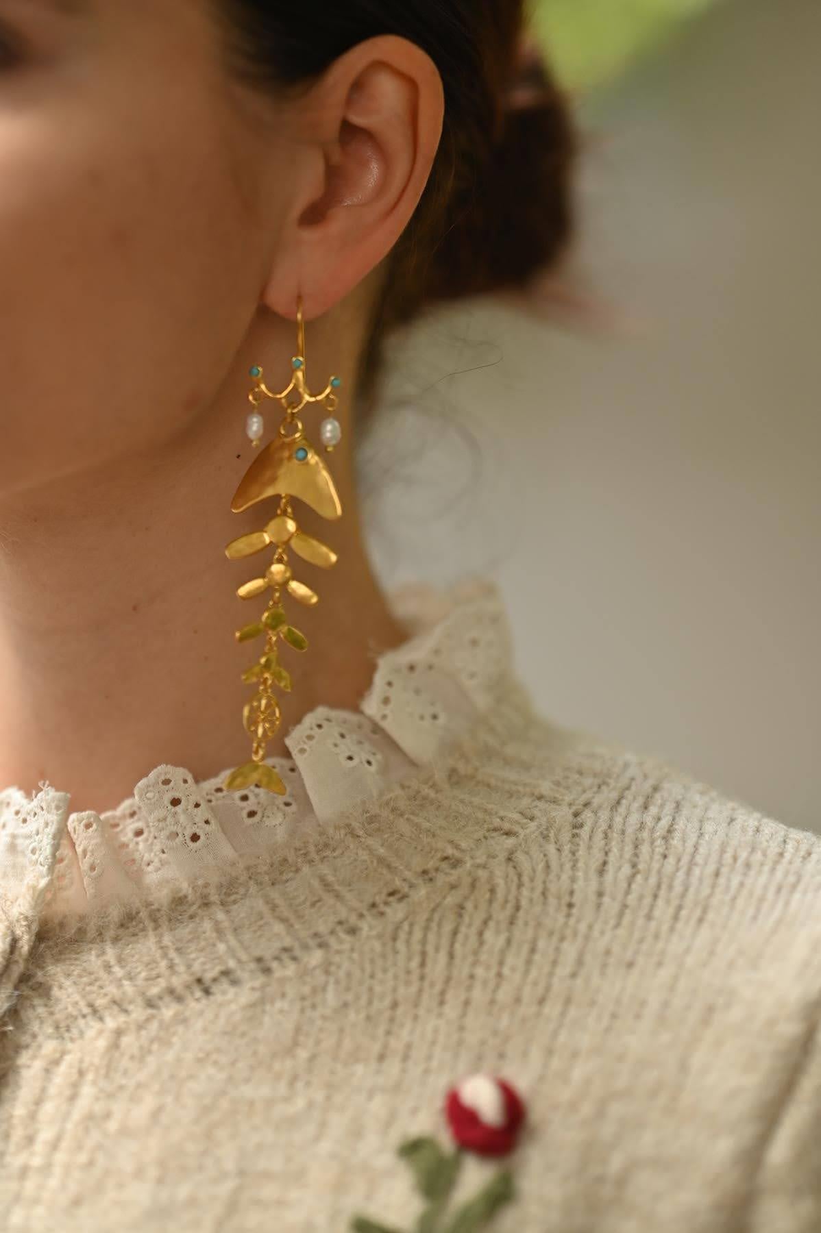 Fishbone Dangle Earrings