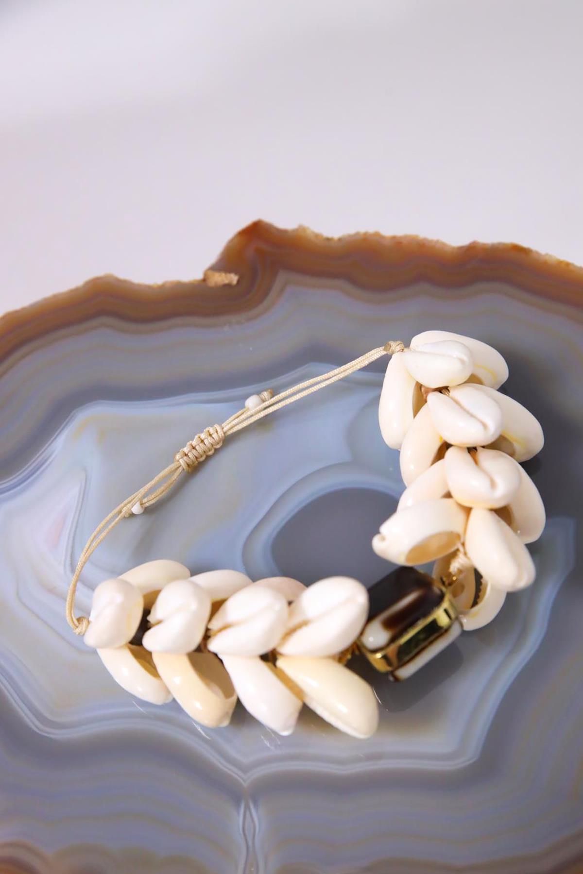 Doğal Taşlı Tasarım Deniz Kabuğu Bileklik - Şaman Butik Doğal Taşlı Tasarım Deniz Kabuğu Bileklik