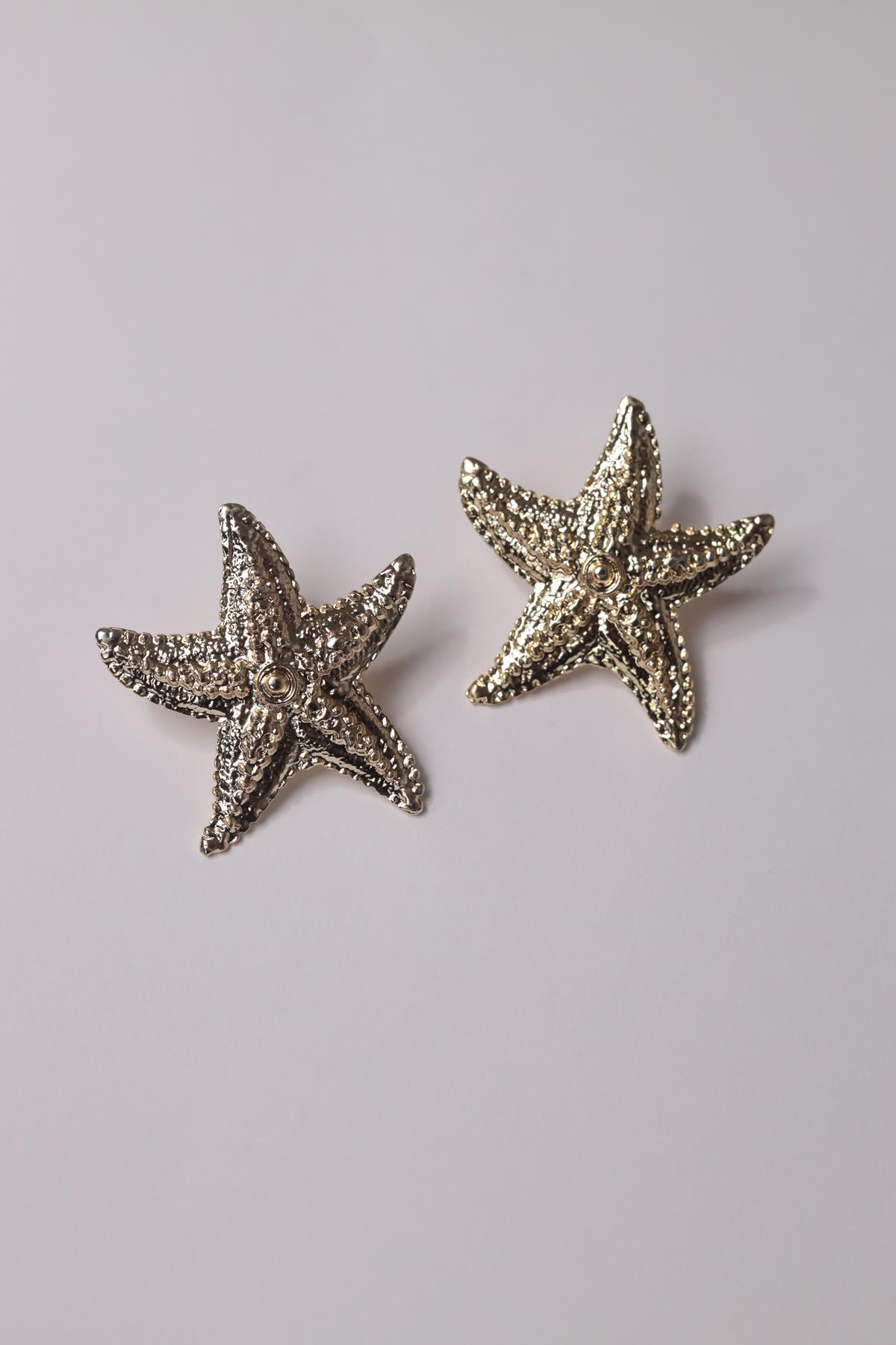 Gold Rengi Deniz Yıldızı Küpe