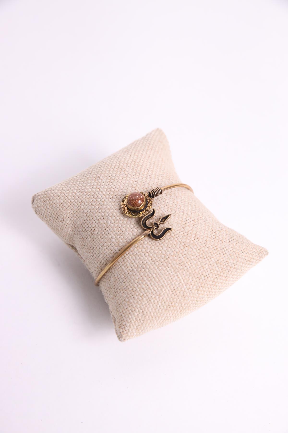 Natural Stone Detailed Bronze Bracelet