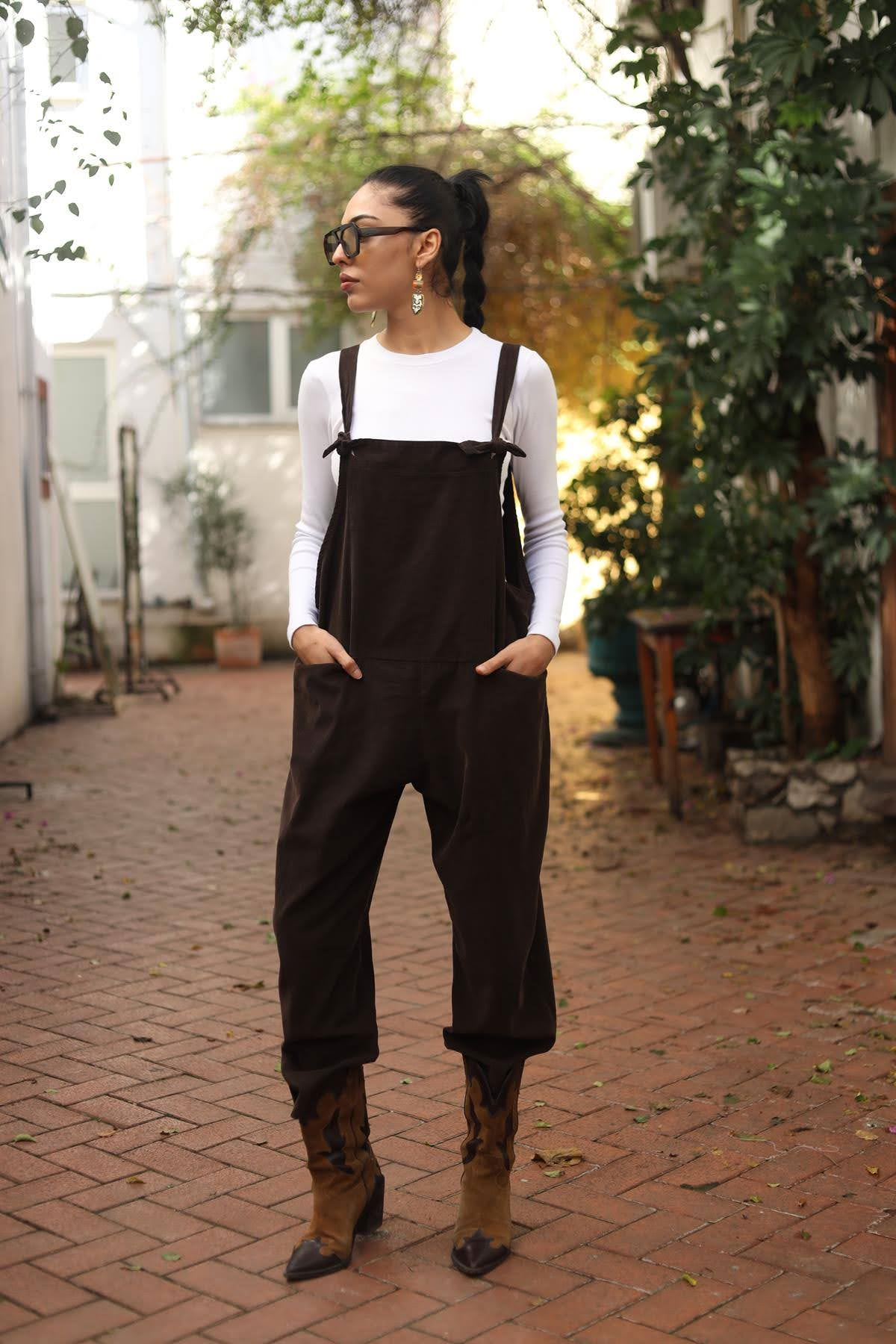 Brown Velvet Jumpsuit