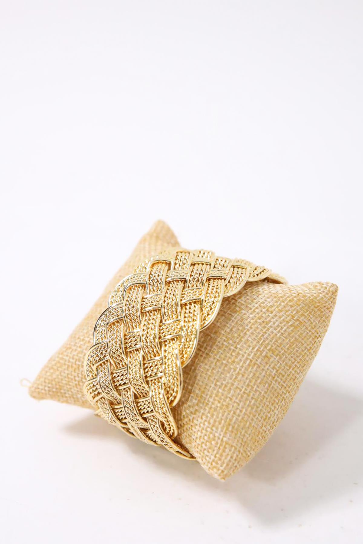 Örme Motif Altın Kaplama Bileklik - Şaman Butik Örme Motif Altın Kaplama Bileklik