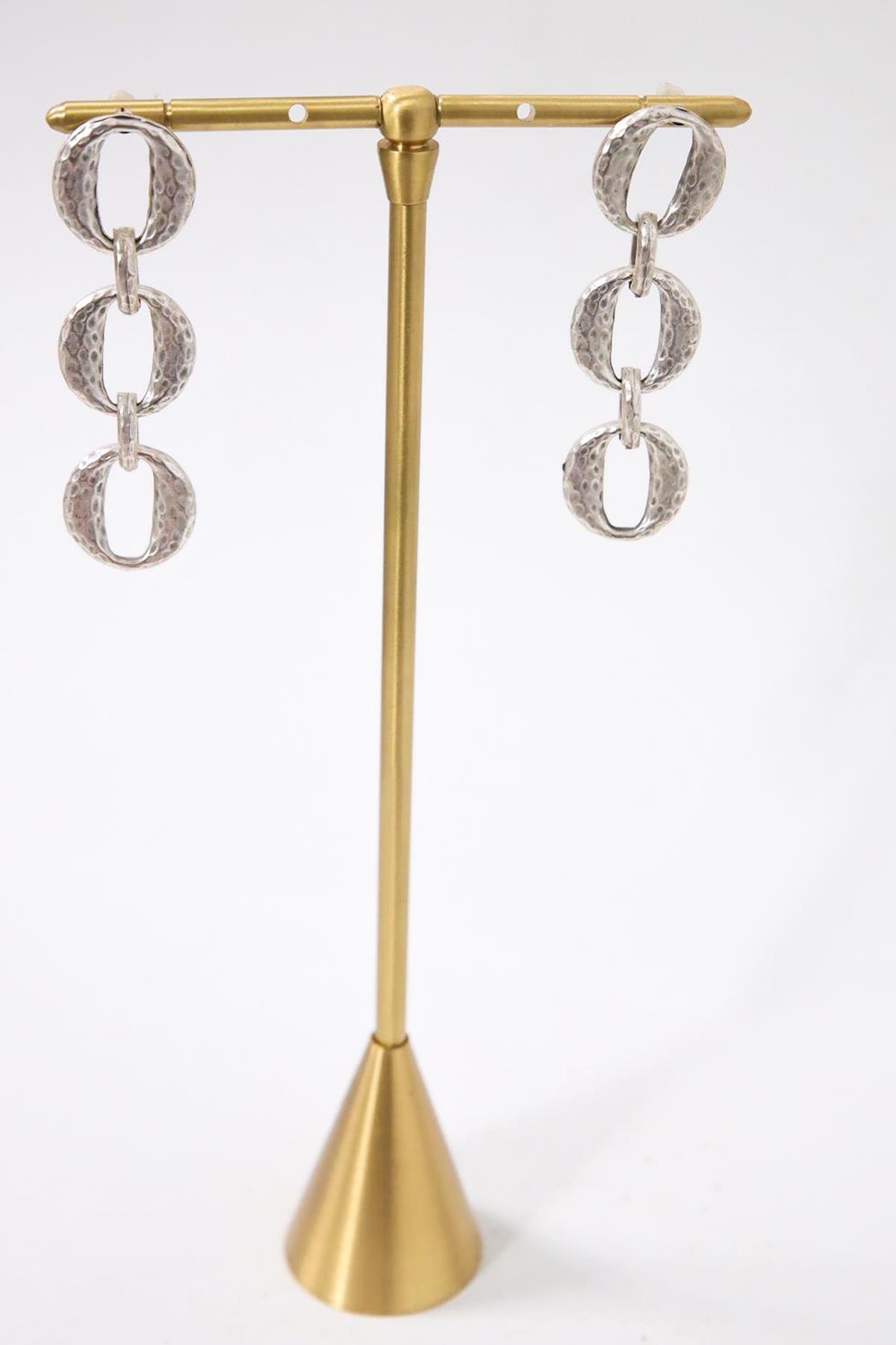  Zincir Tasarım Gümüş Kaplama Küpe