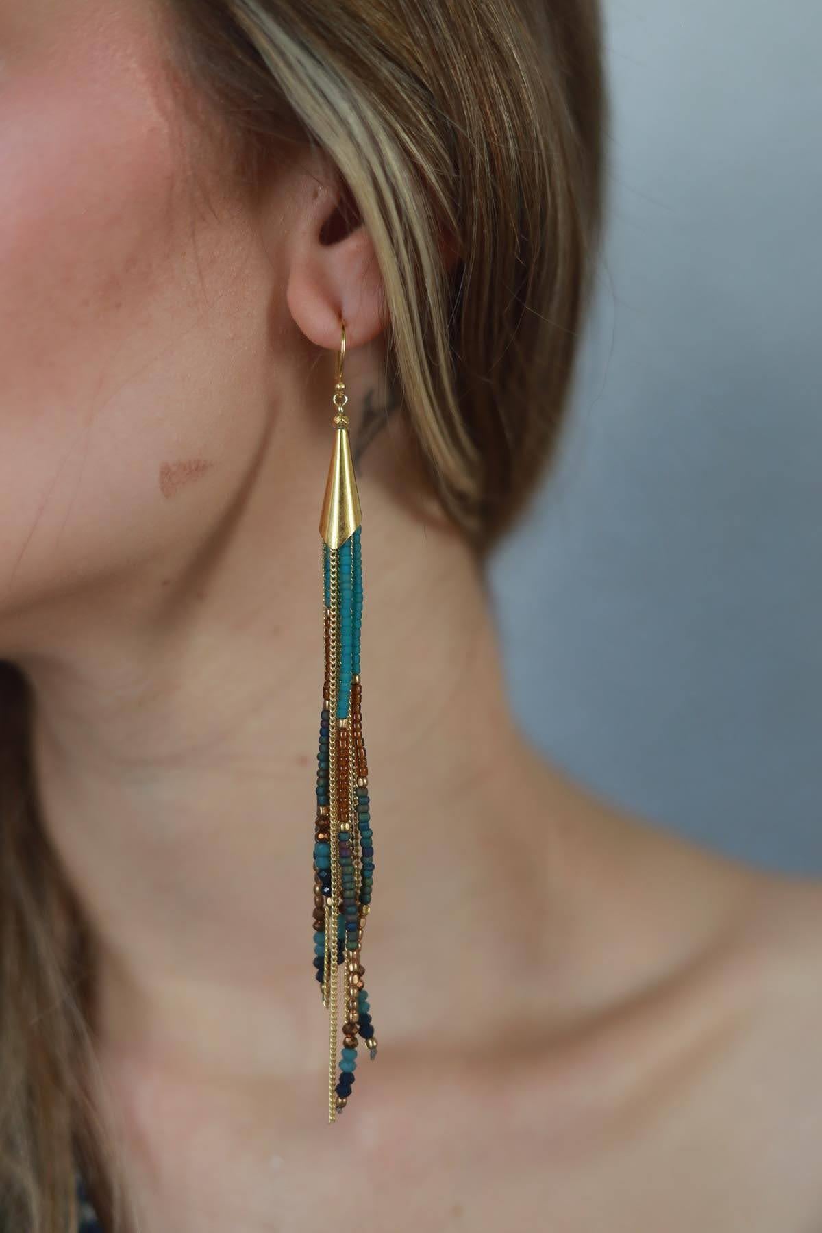 Gold Color Tassel Earrings