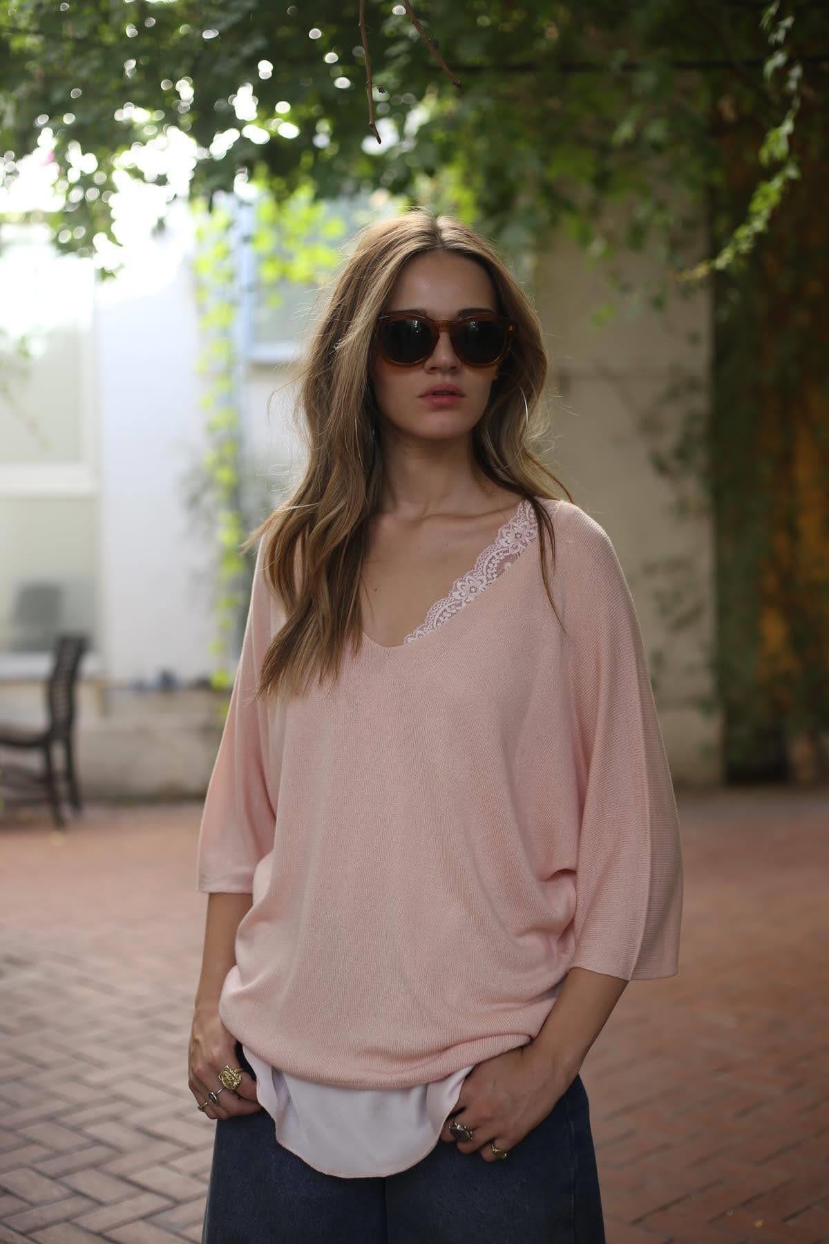 Pudra Pembe V Yaka Modal Bluz