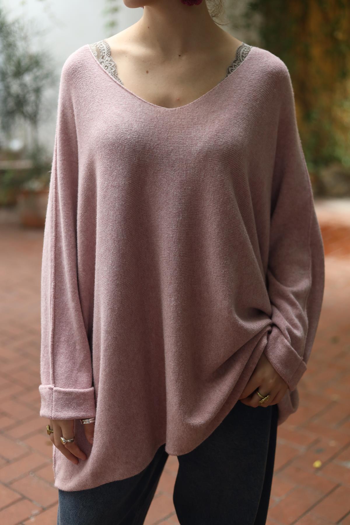 Gül Kurusu Yumuşak Doku Salaş Bluz