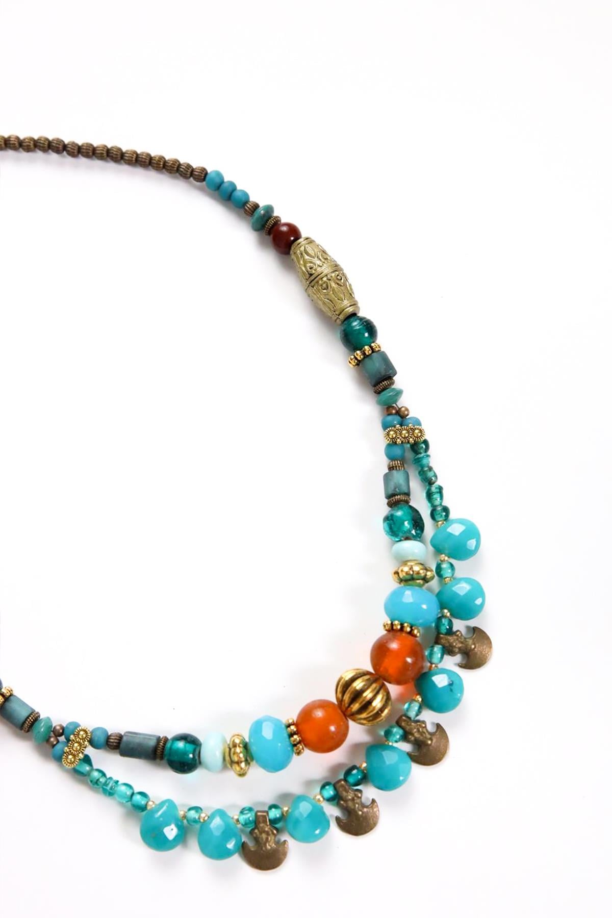 Mavi Çift Sıralı Kolye - Şaman Butik Mavi Çift Sıralı Kolye