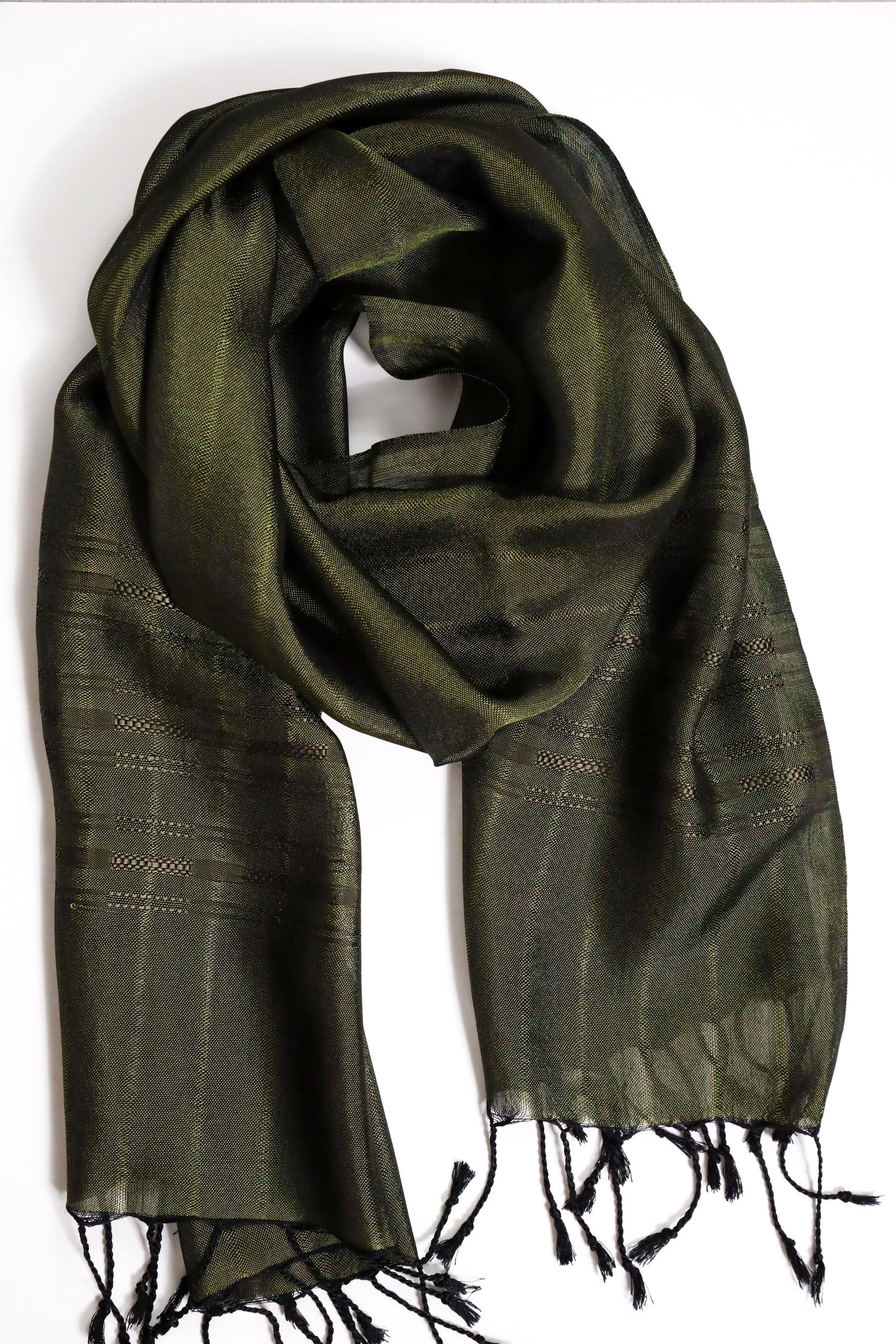Haki İpek Şal - Şaman Butik Haki İpek Şal
