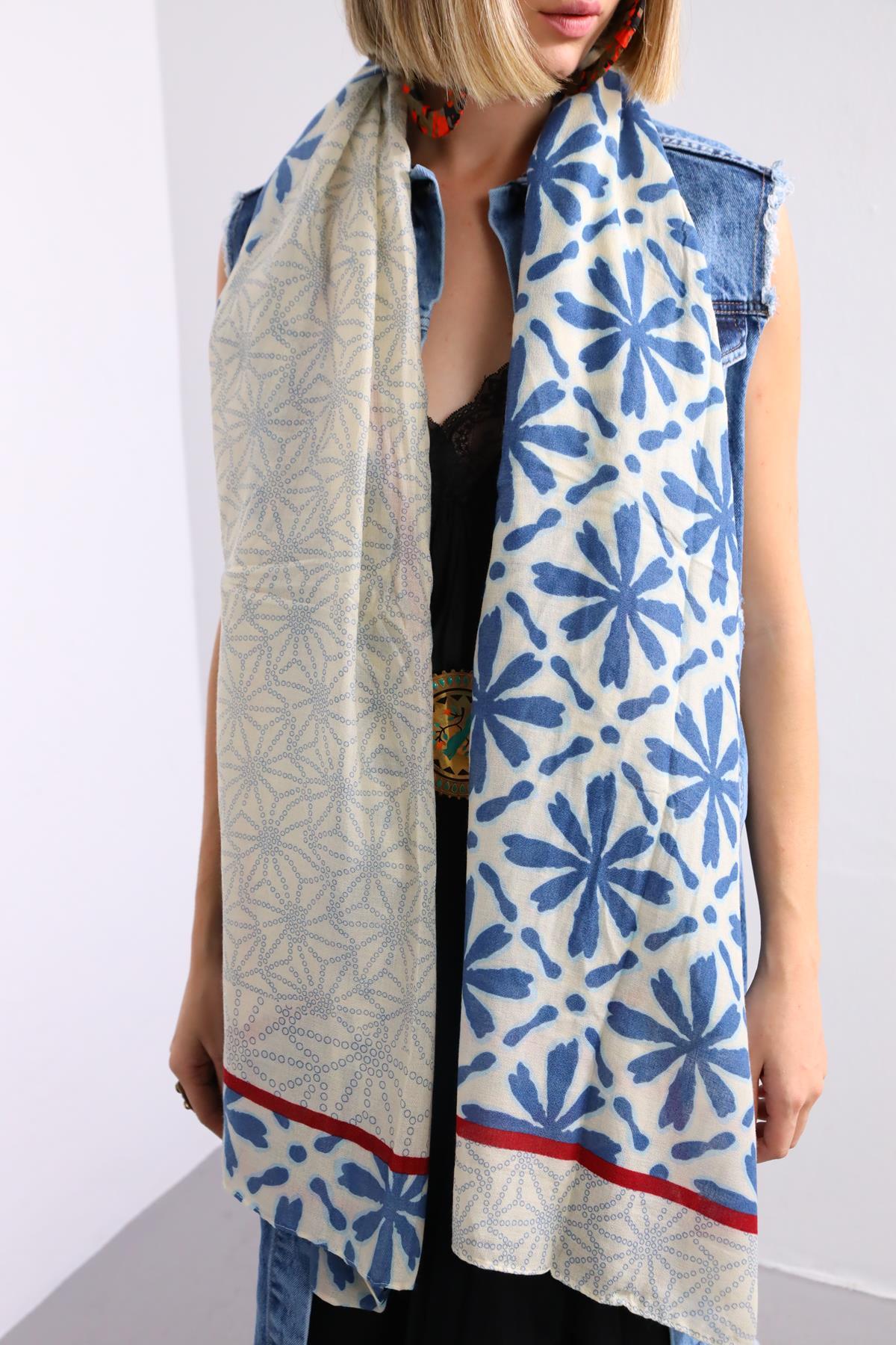 Taş Rengi Desenli Otantik Şal - Şaman Butik Taş Rengi Desenli Otantik Şal