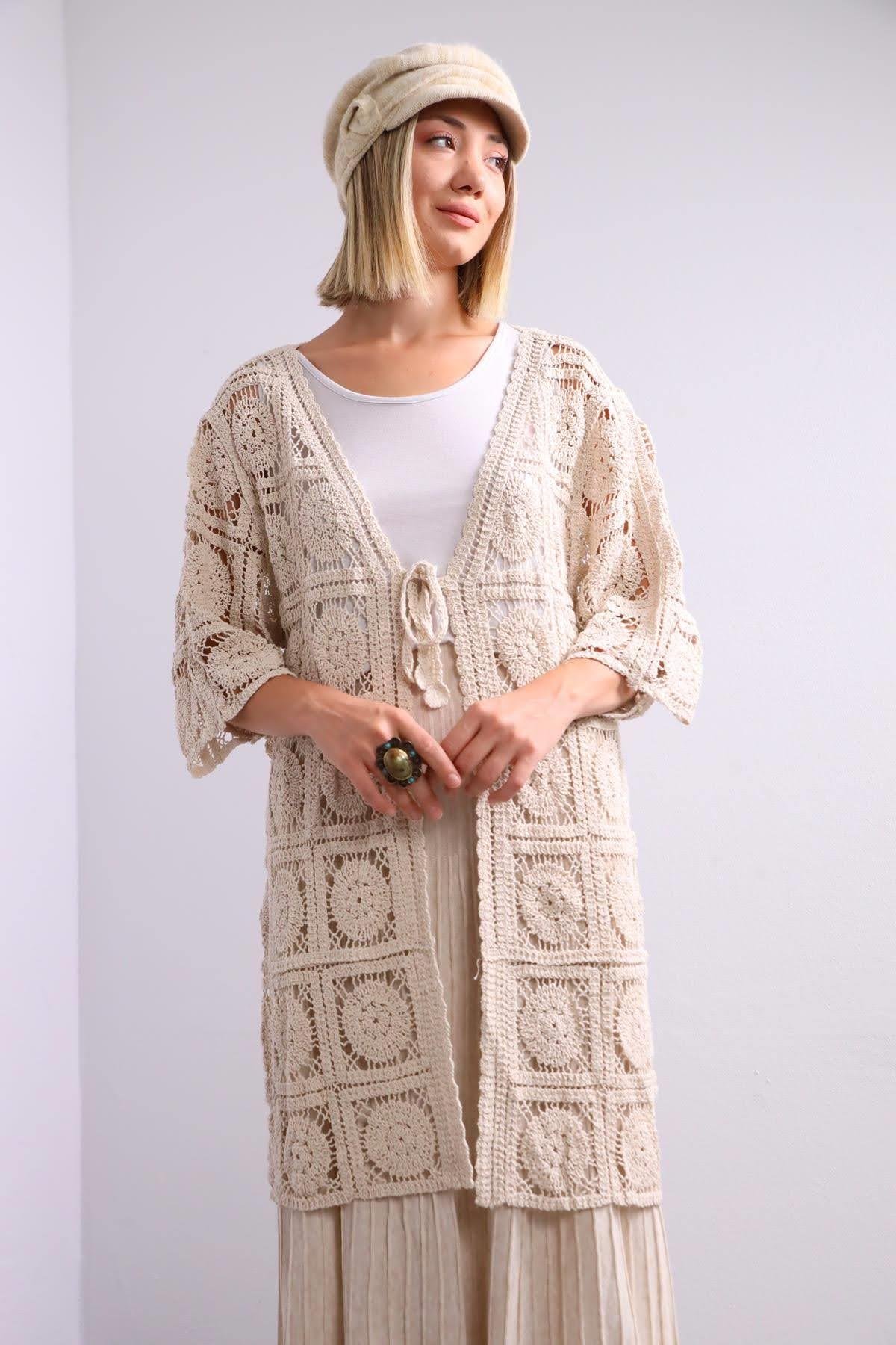 Embroidered lace cardigan clearance