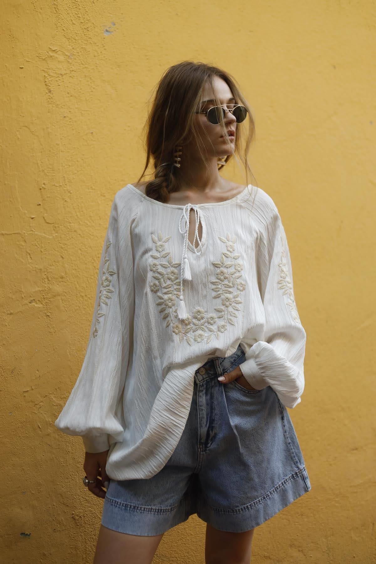White Embroidered Tunic 