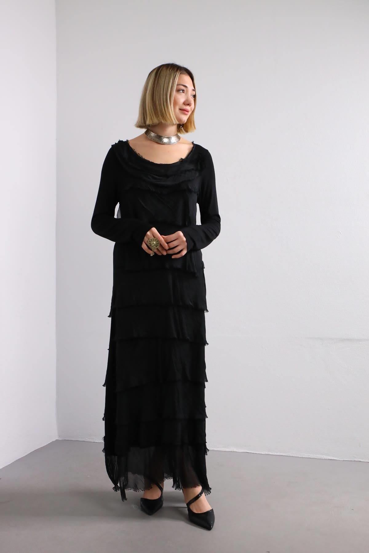 Layered Silk Dress - Şaman Butik | Boho Fashion Layered Silk Dress