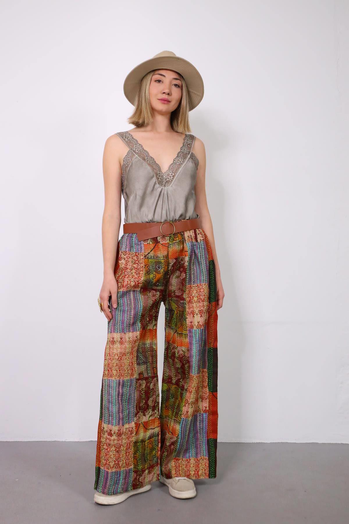 Renkli Patchwork Pantolon - Şaman Butik Renkli Patchwork Pantolon