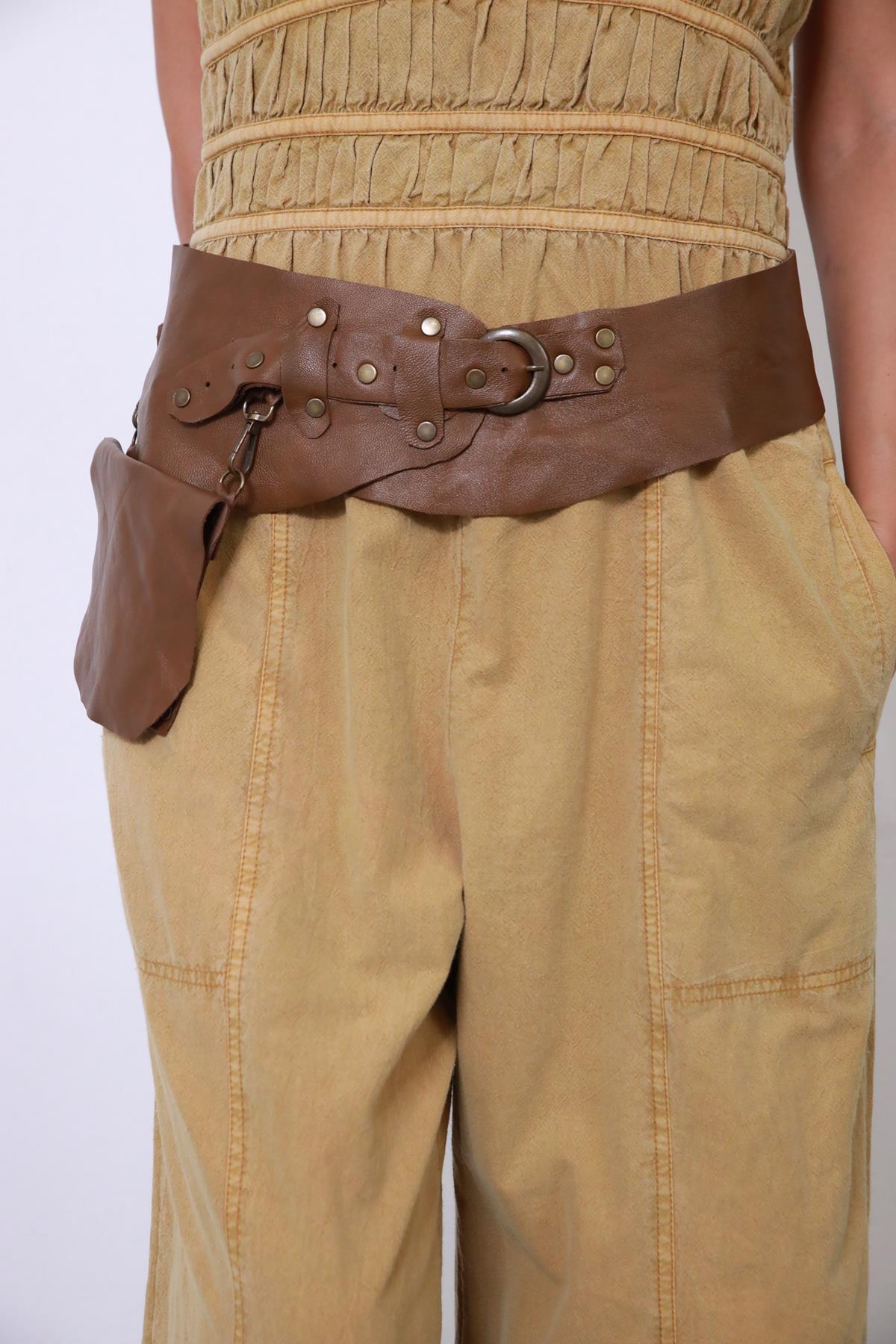 Kahverengi Cepli Deri Kemer - Şaman Butik Kahverengi Cepli Deri Kemer