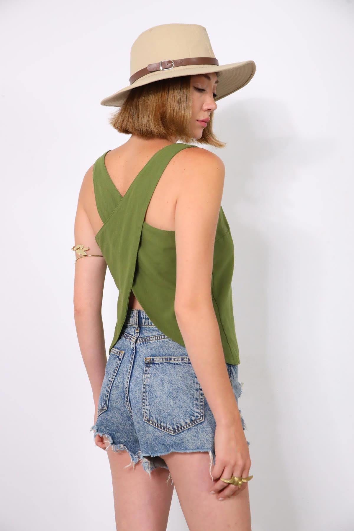 Haki Albin Bluz - Şaman Butik - Bohem Giyim ve Aksesuar | Kadın & Erkek Haki Albin Bluz