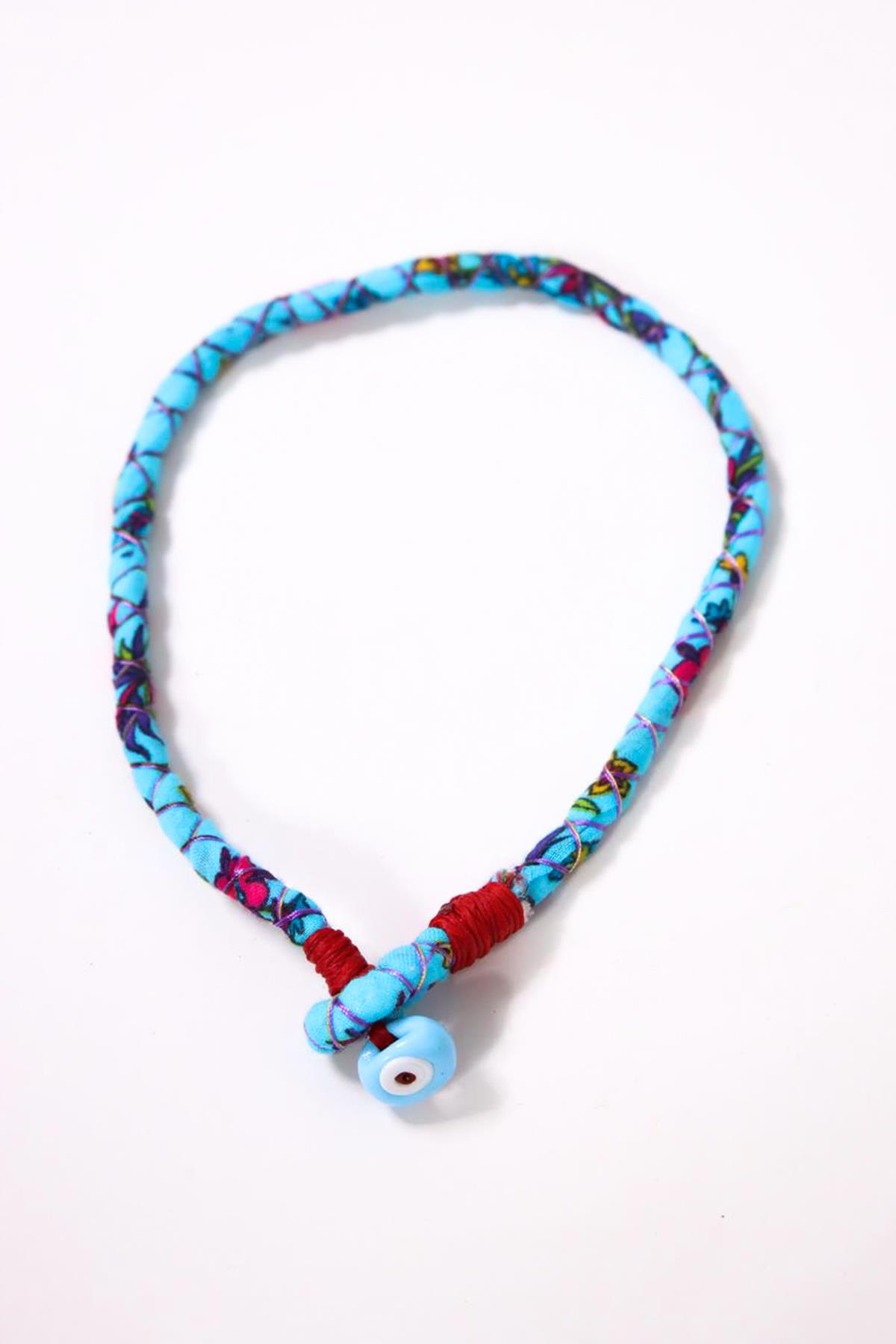 Çiçek Desenli Nazar Boncuğu Detaylı Kolye - Şaman Butik Çiçek Desenli Nazar Boncuğu Detaylı Kolye