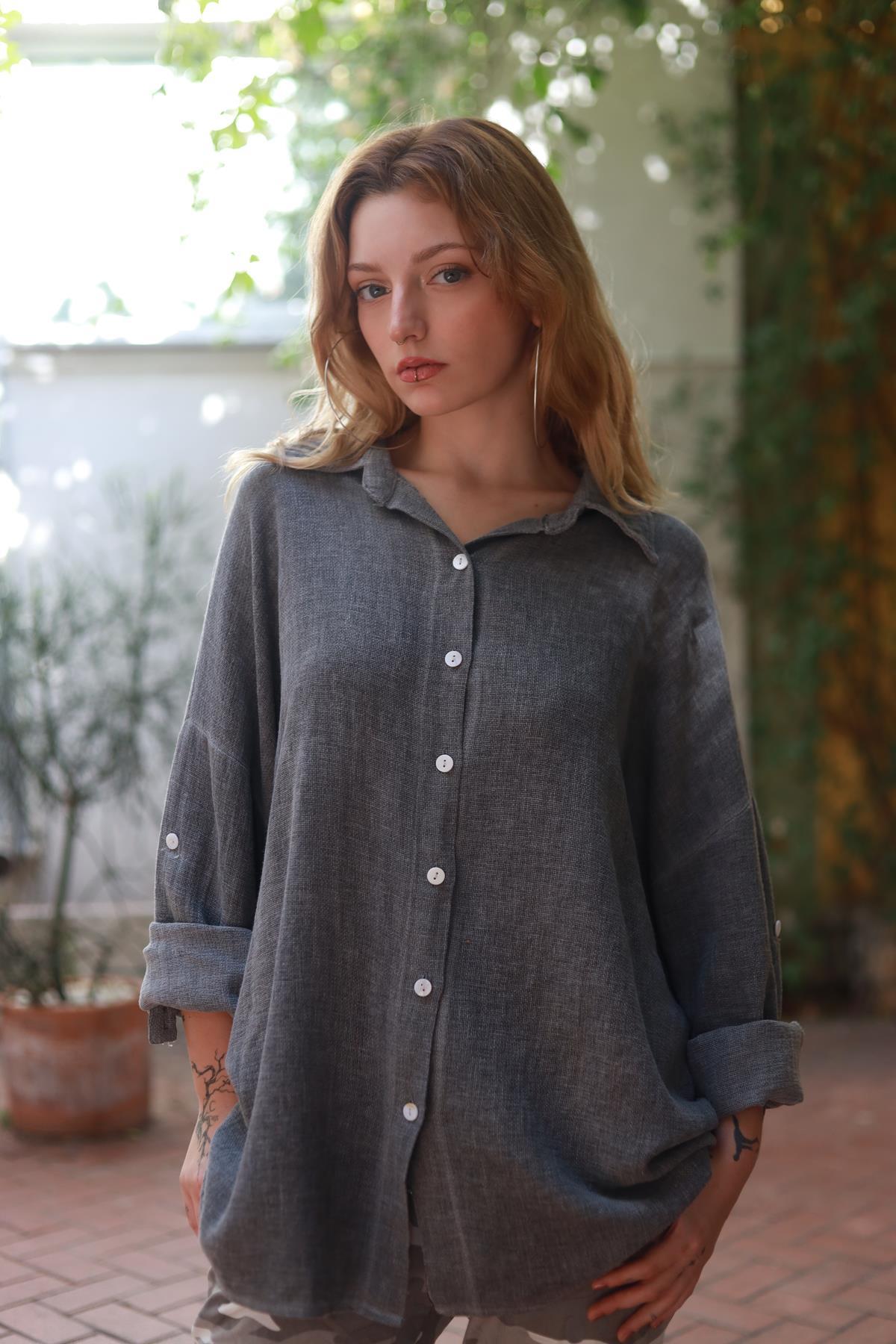 Dark Gray Soft Linen Shirt