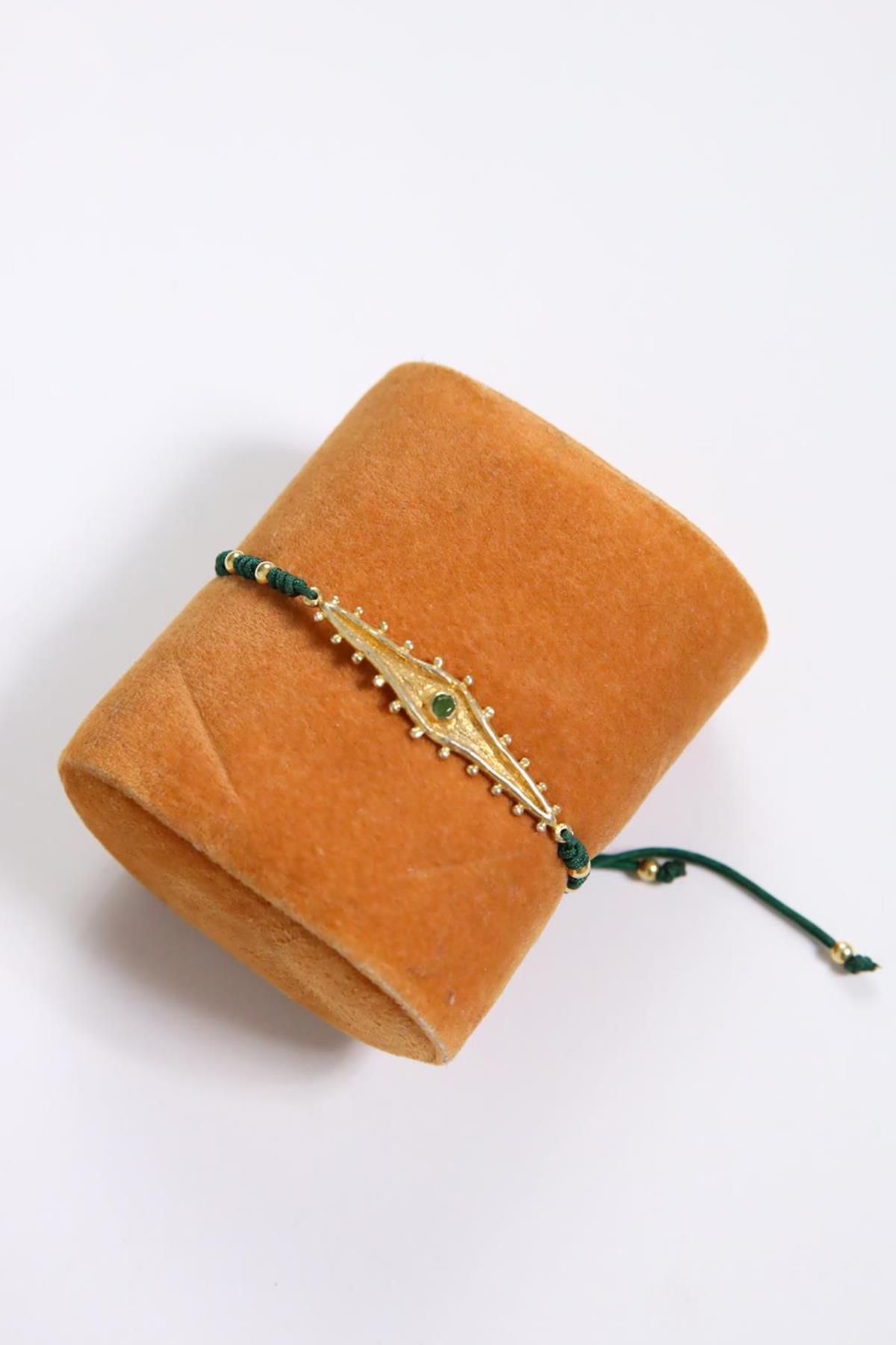 Gümüş Göz Detaylı Doğal Taş Bileklik - Şaman Butik Gümüş Göz Detaylı Doğal Taş Bileklik