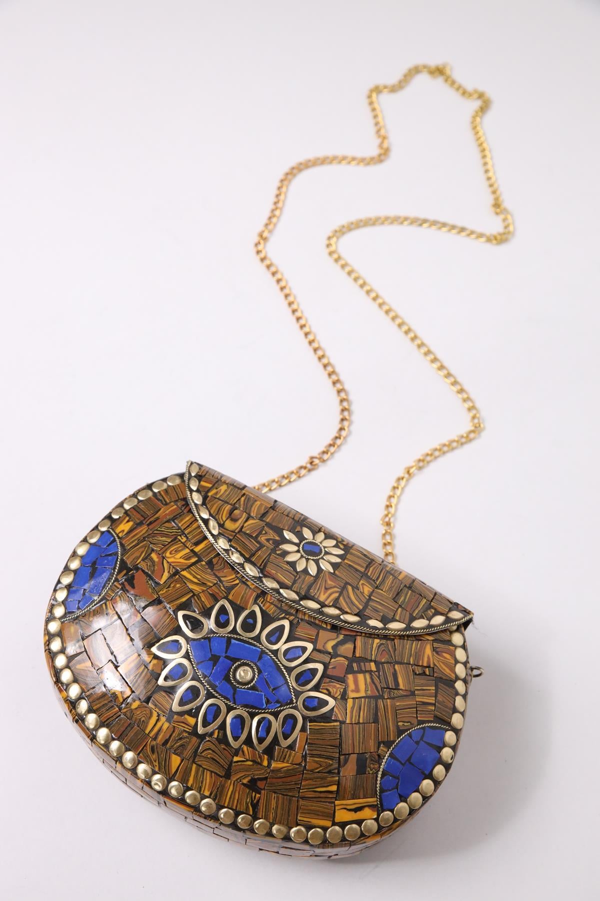 Mustard Color Stoned Special Design Bag