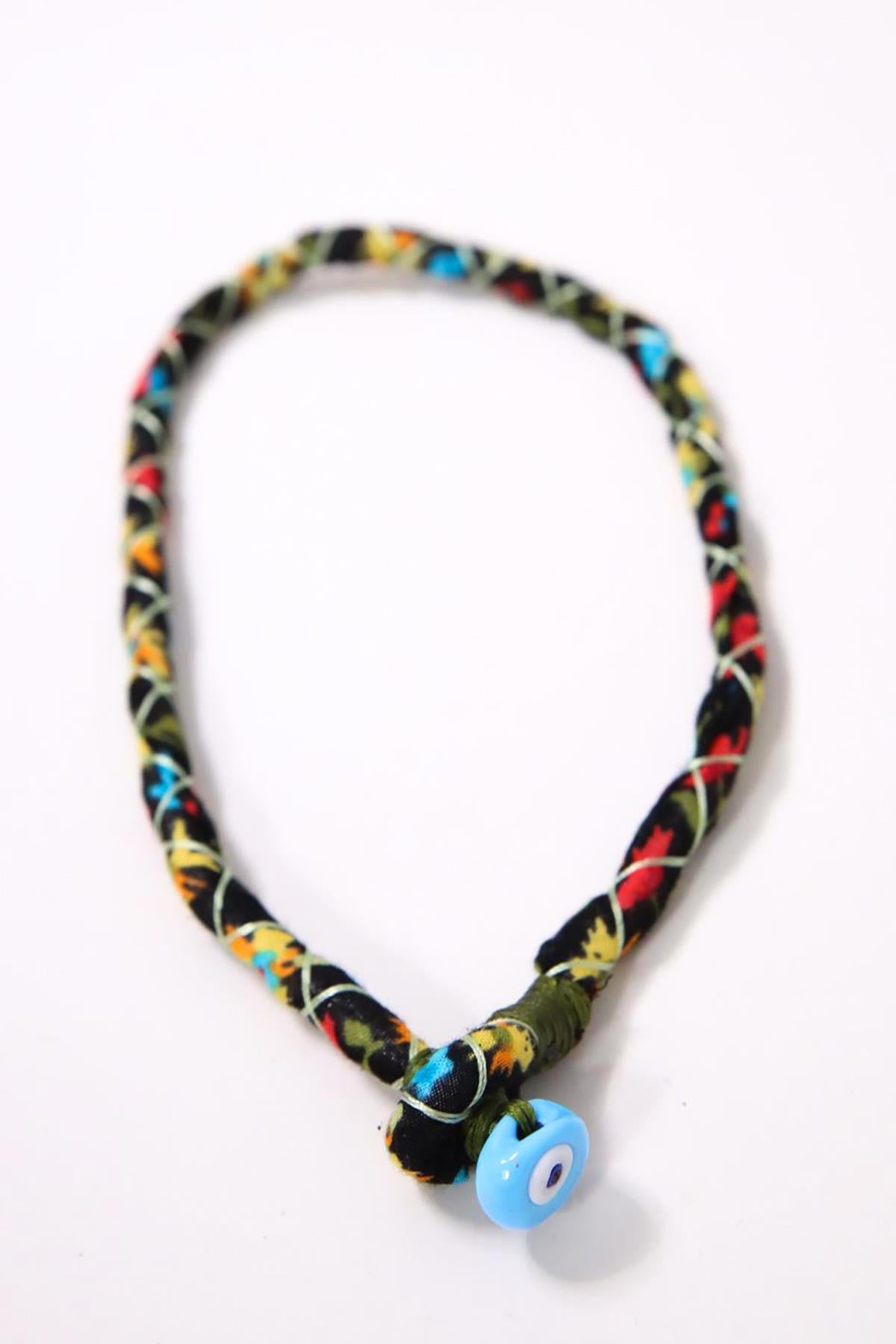 Çiçek Desenli Nazar Boncuğu Detaylı Kolye - Şaman Butik Çiçek Desenli Nazar Boncuğu Detaylı Kolye