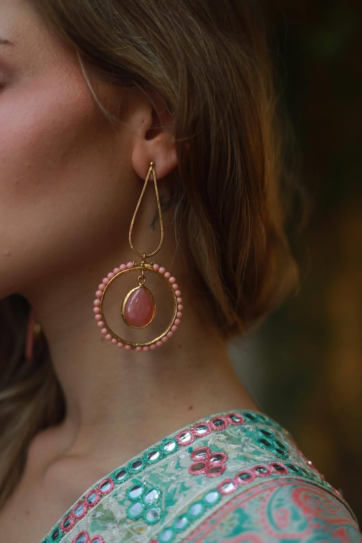 Pink Pendant Earrings