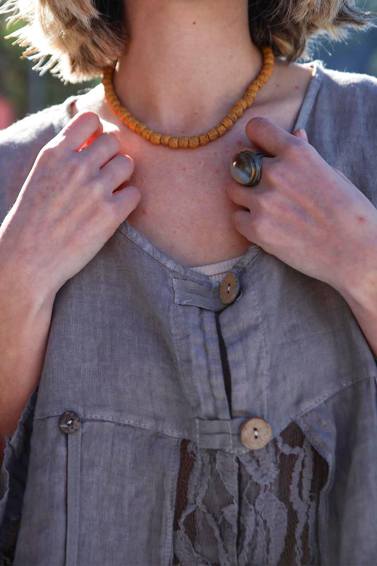 Volkanik Taşlı Kısa Tasarım Kolye - Şaman Butik Volkanik Taşlı Kısa Tasarım Kolye