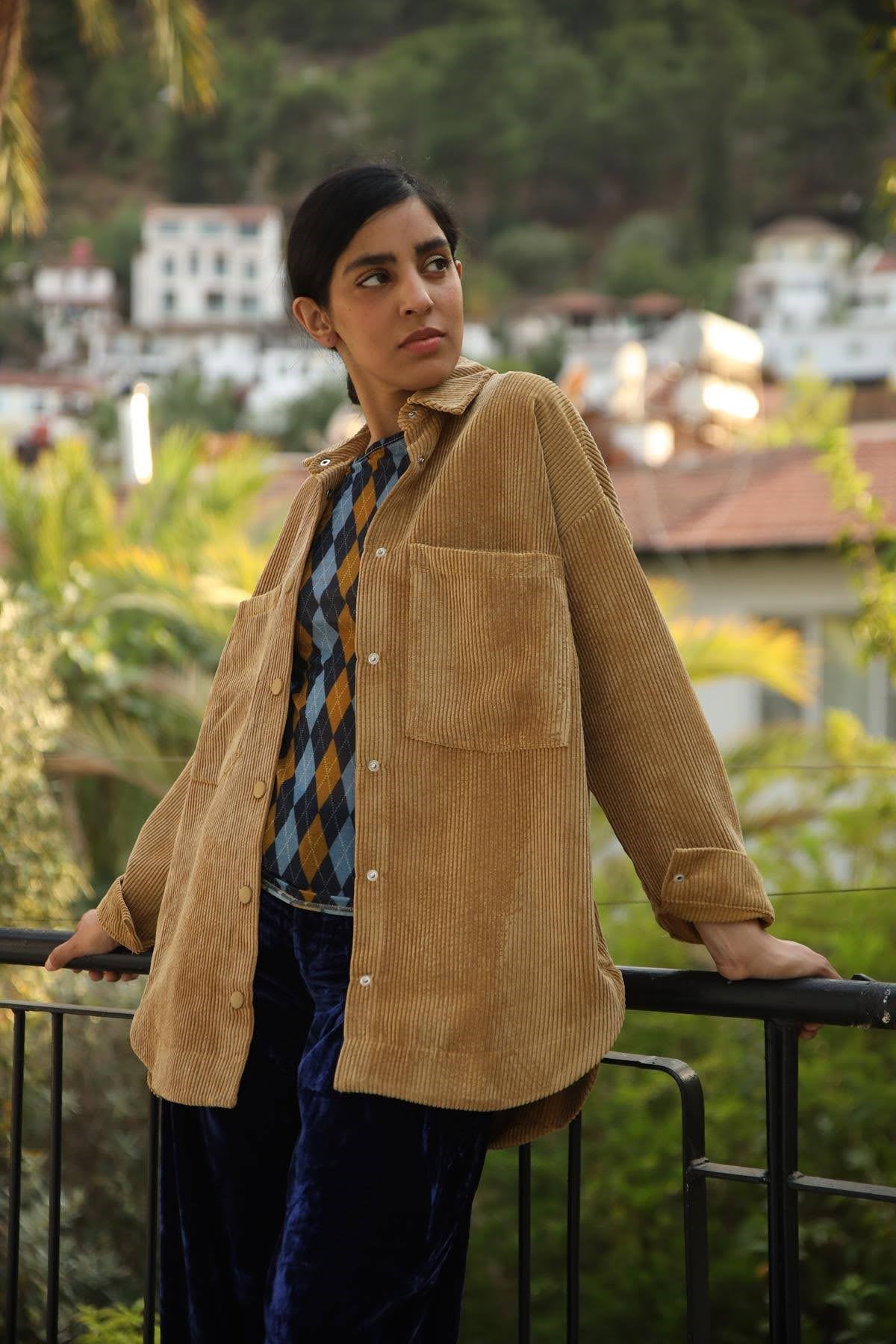 Camel Pocket Velvet Shirt