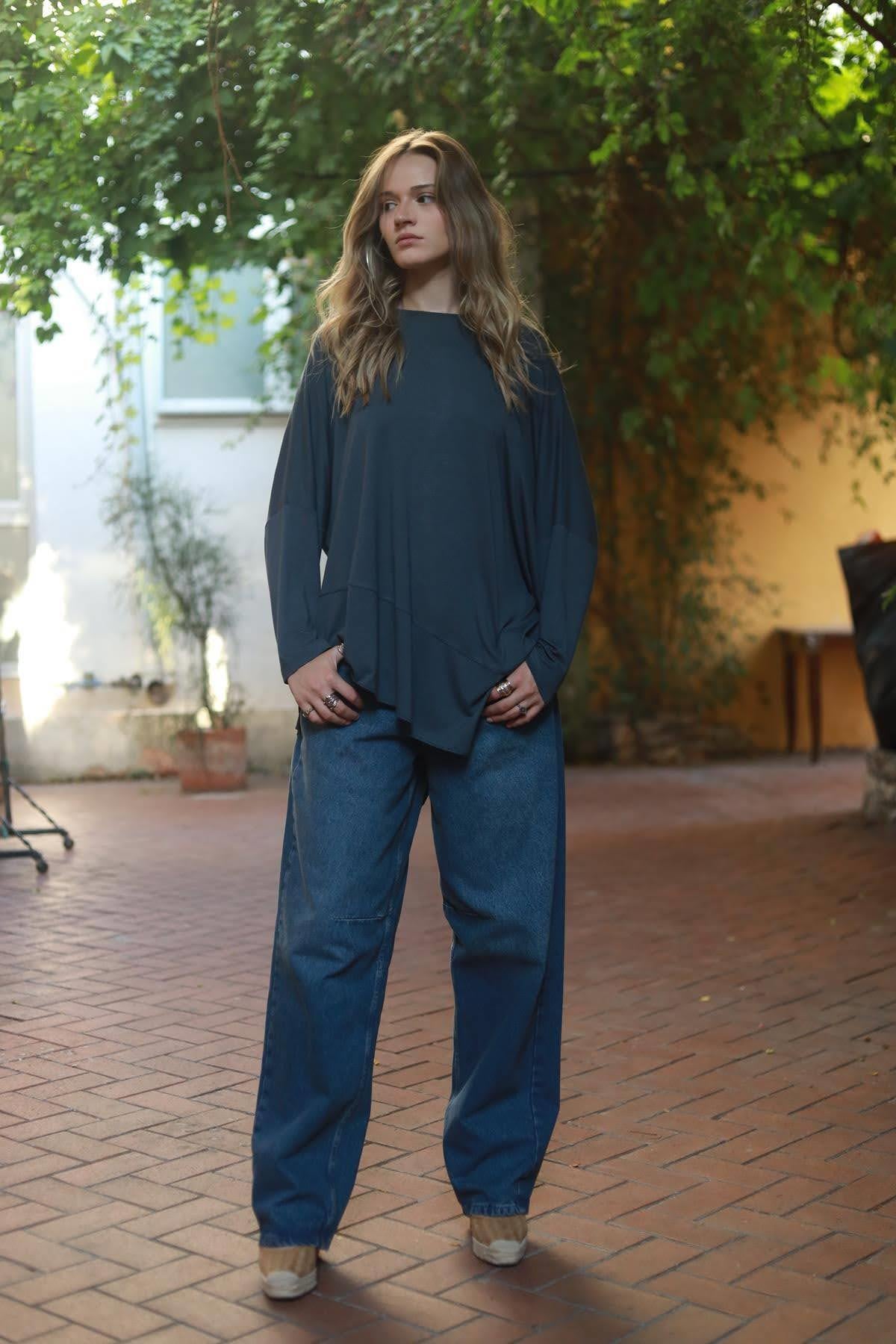 Antrasit Altı Parçalı Bluz