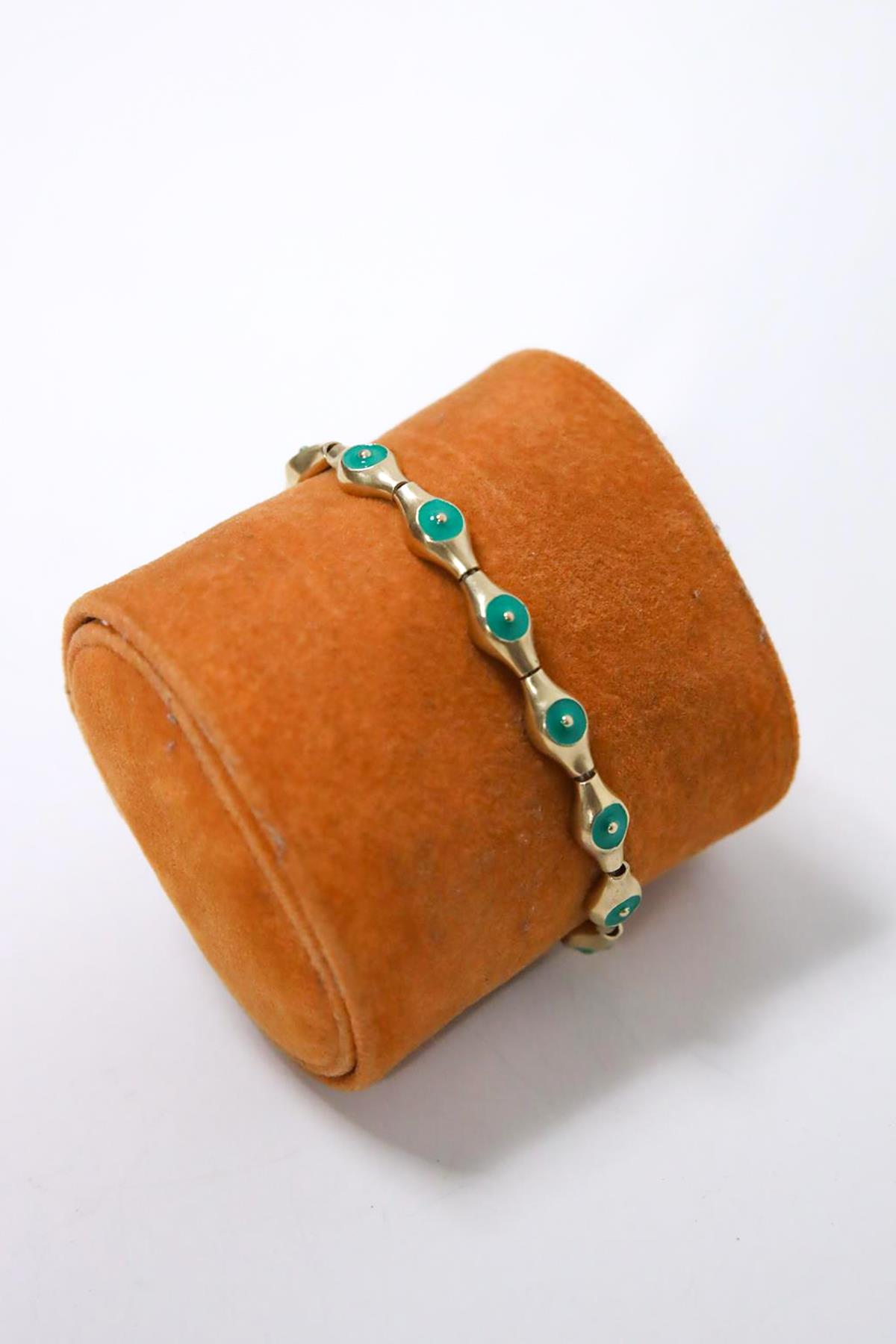  Bronz Yeşil Detaylı Tasarım Bileklik